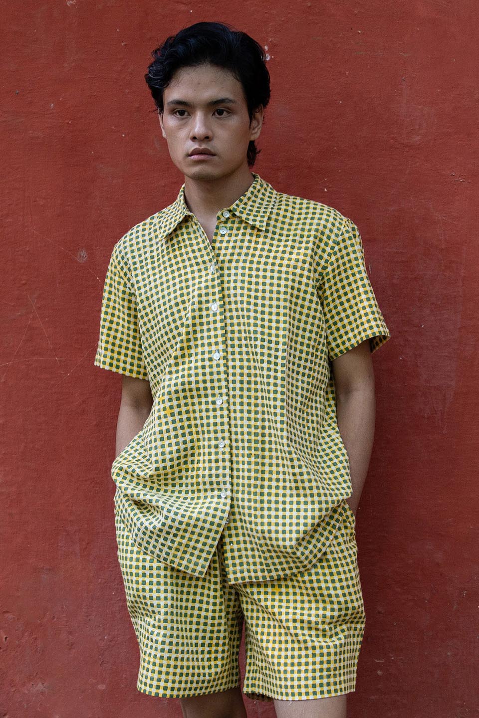 Mini Gingham Men's Arka Shirt YG - Auraya Fashion - Harkoi Studio Men - #tag1# - #tag2# - #tag3# - #tag3#