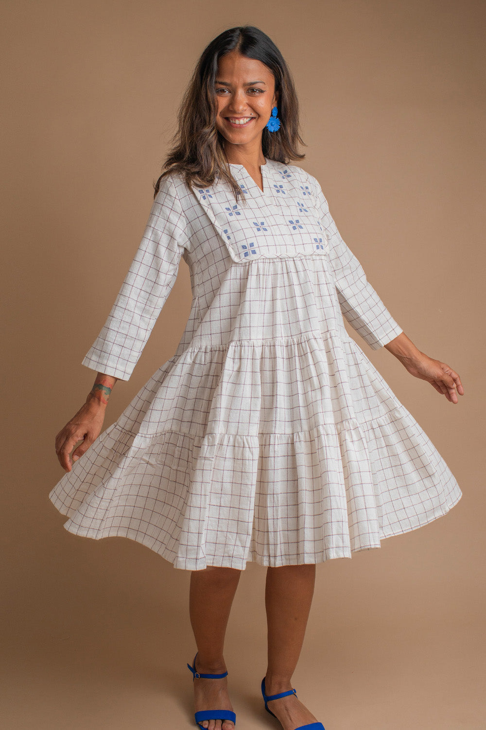 Windowpane Check Women's Sana Dress