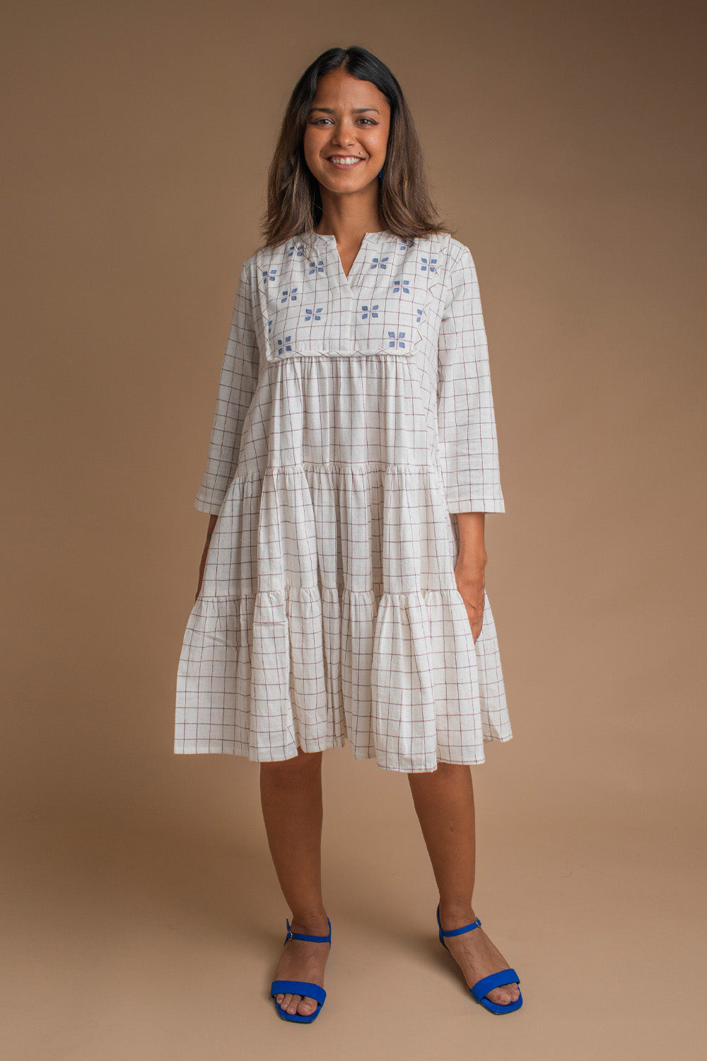 Windowpane Check Women's Sana Dress