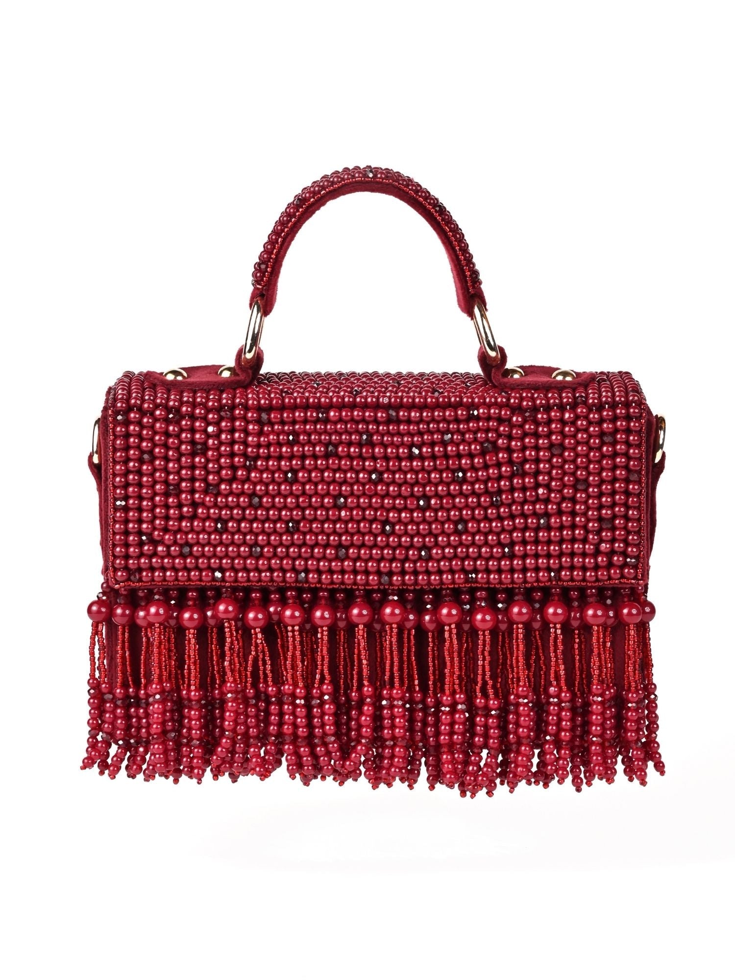 Cally Maroon Suede Embellished Box Bag