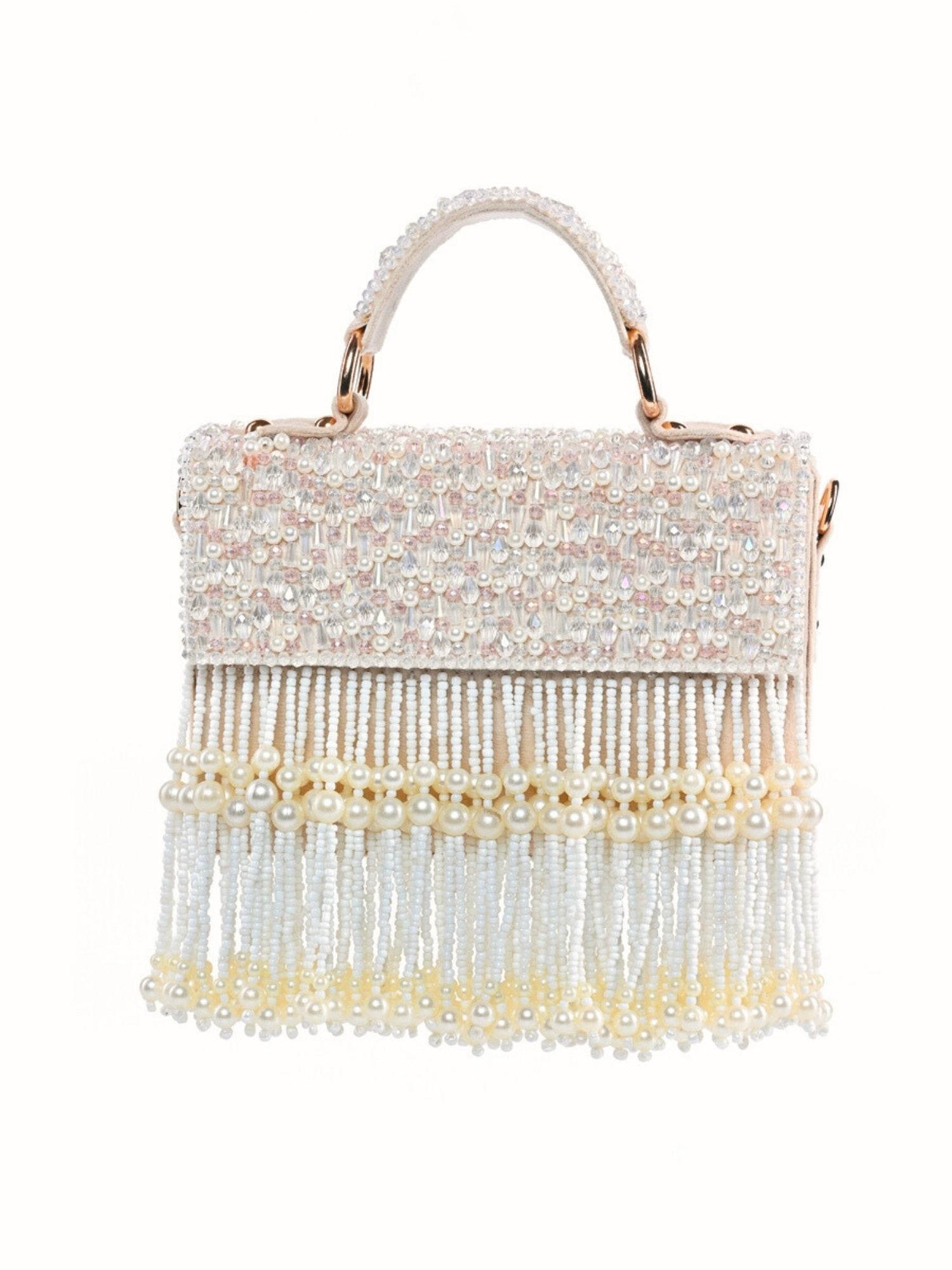 Julia Ivory Suede Embellished Box Bag