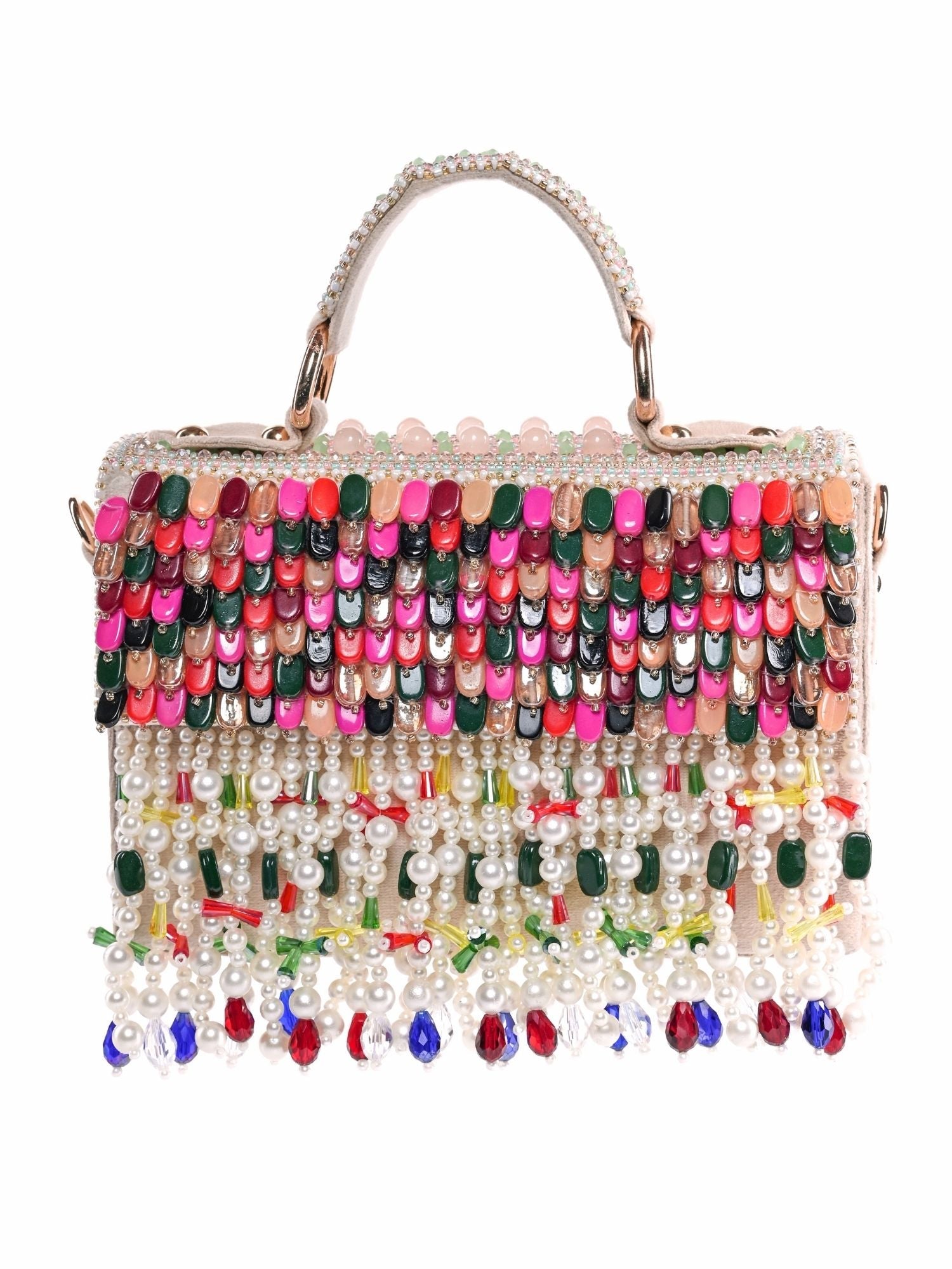 Amilia Multi-Colour Suede Embellished Box Bag