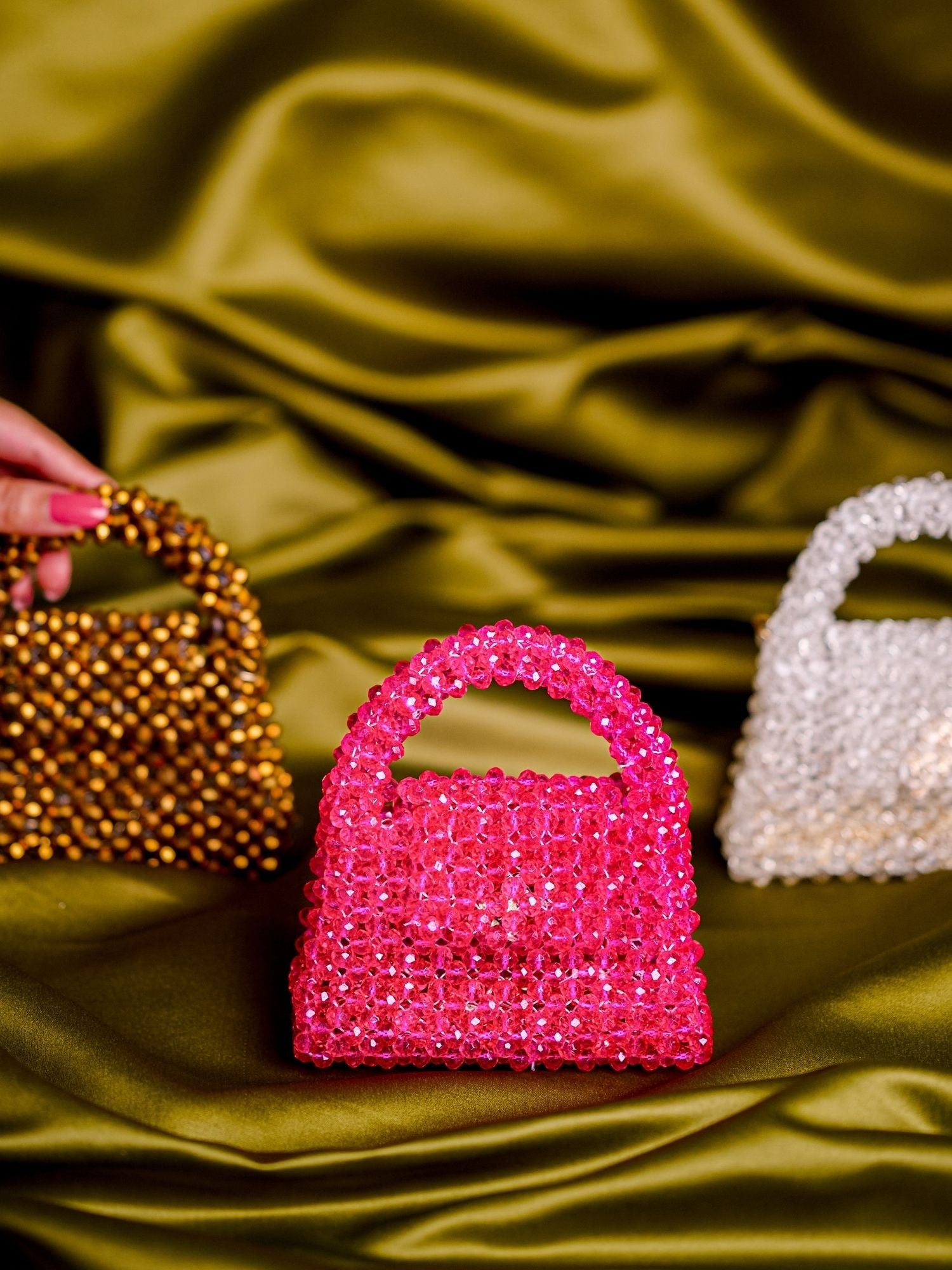 Razzle Magenta Crystal Handcrafted Mini Bag