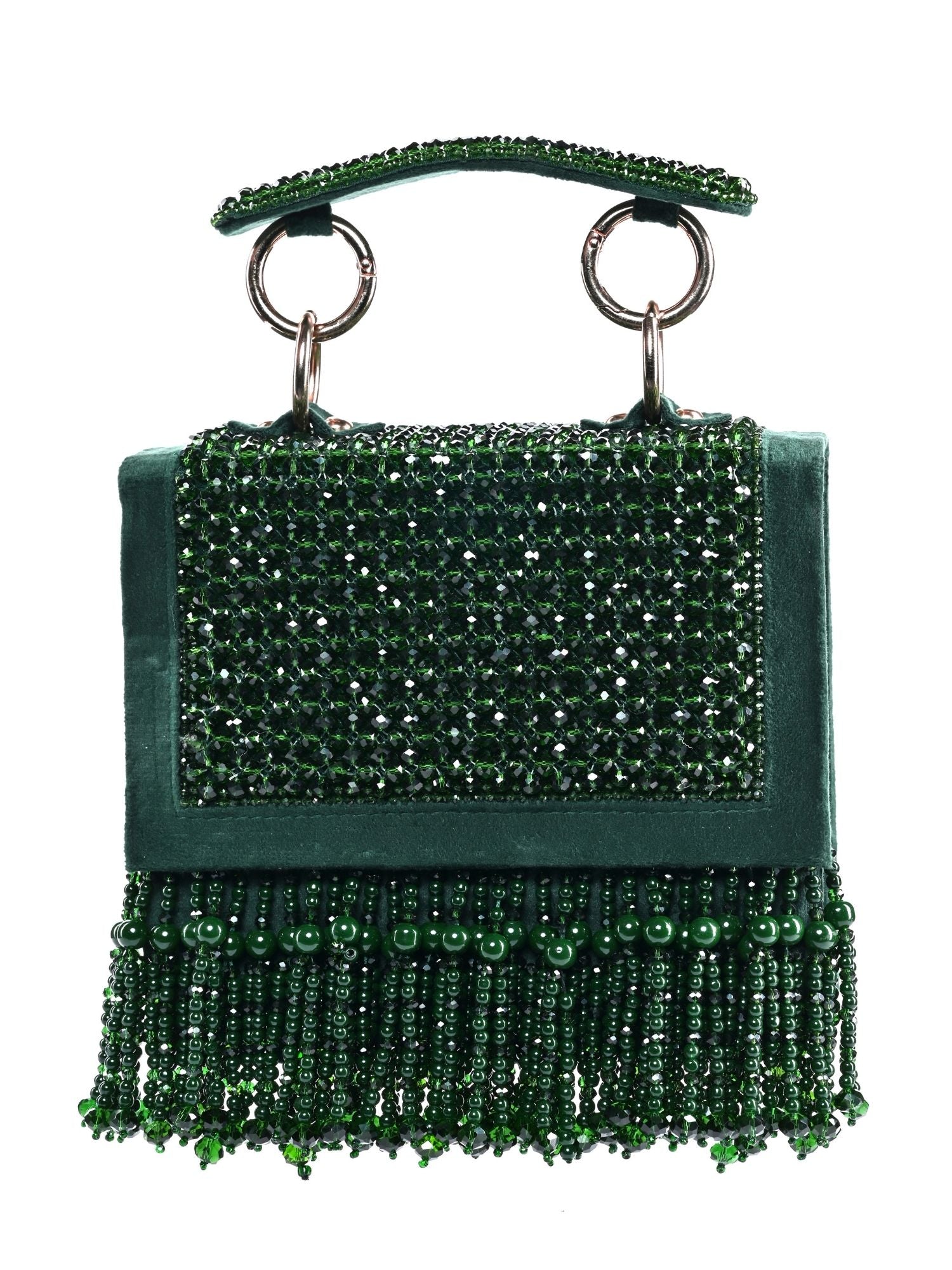 Melody Green Suede Embellished Box Bag