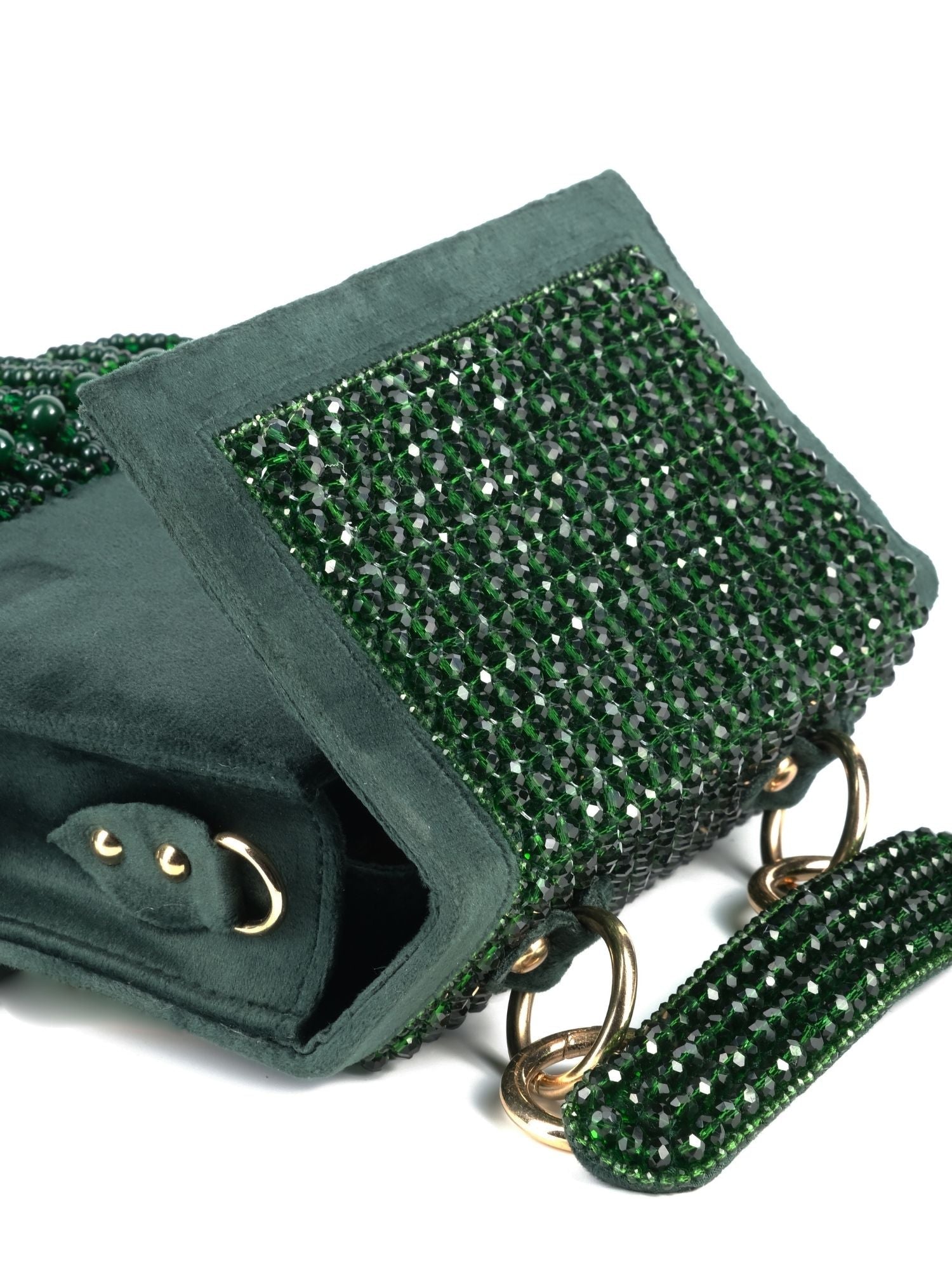 Melody Green Suede Embellished Box Bag