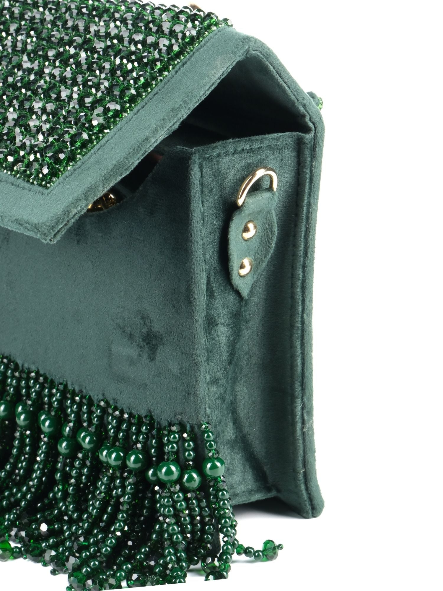 Melody Green Suede Embellished Box Bag