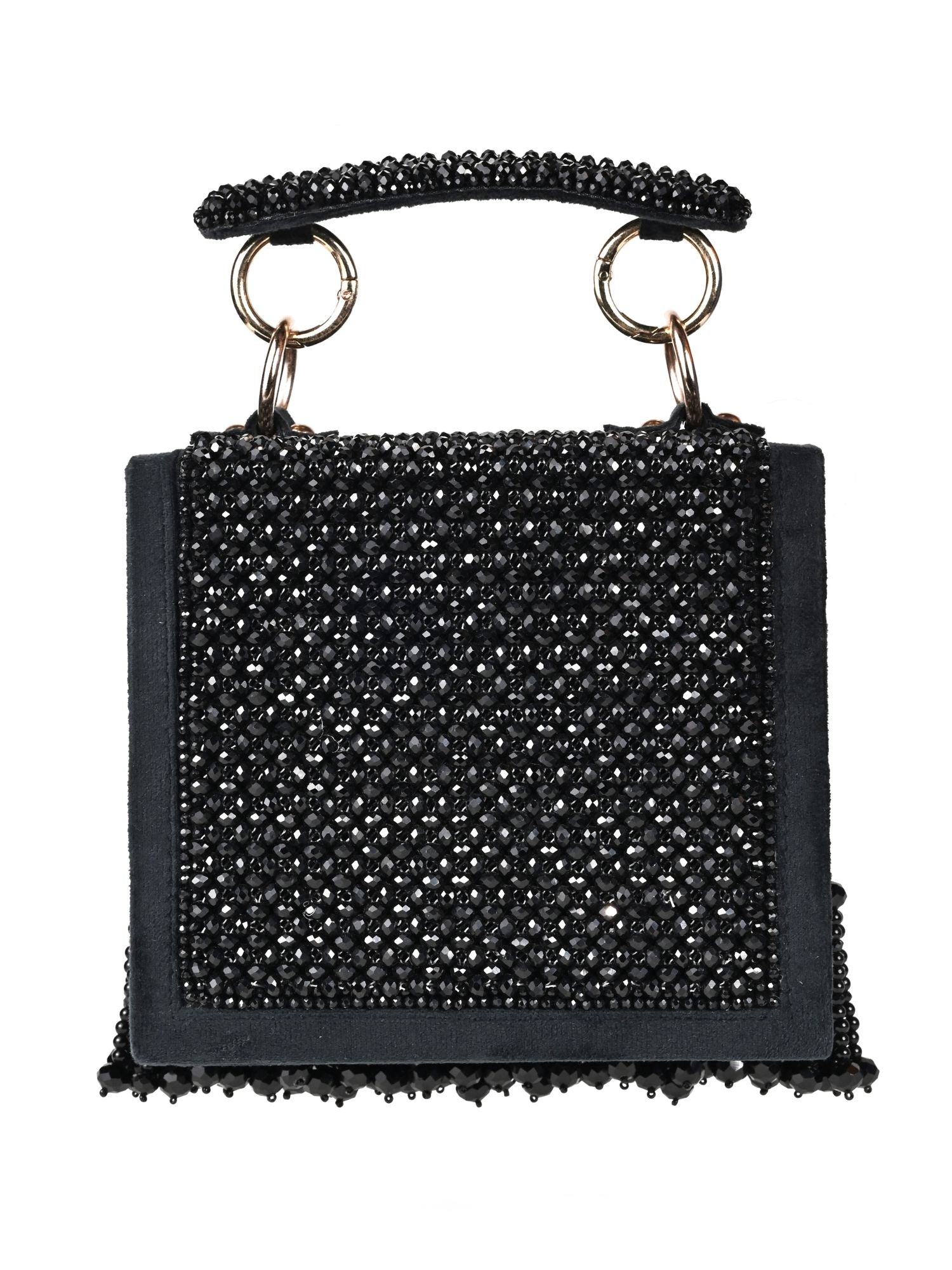 Melody Black Suede Embellished Box Bag