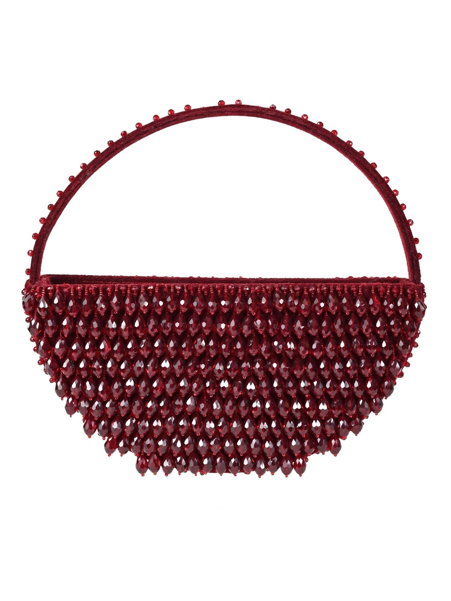 Clara Maroon Suede Embellished Hand Bag