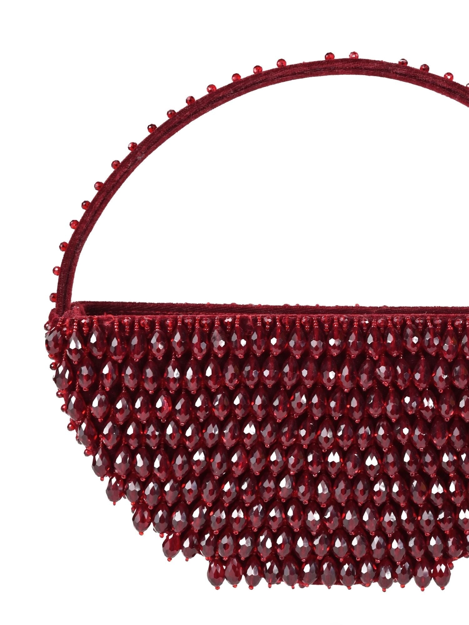 Clara Maroon Suede Embellished Hand Bag