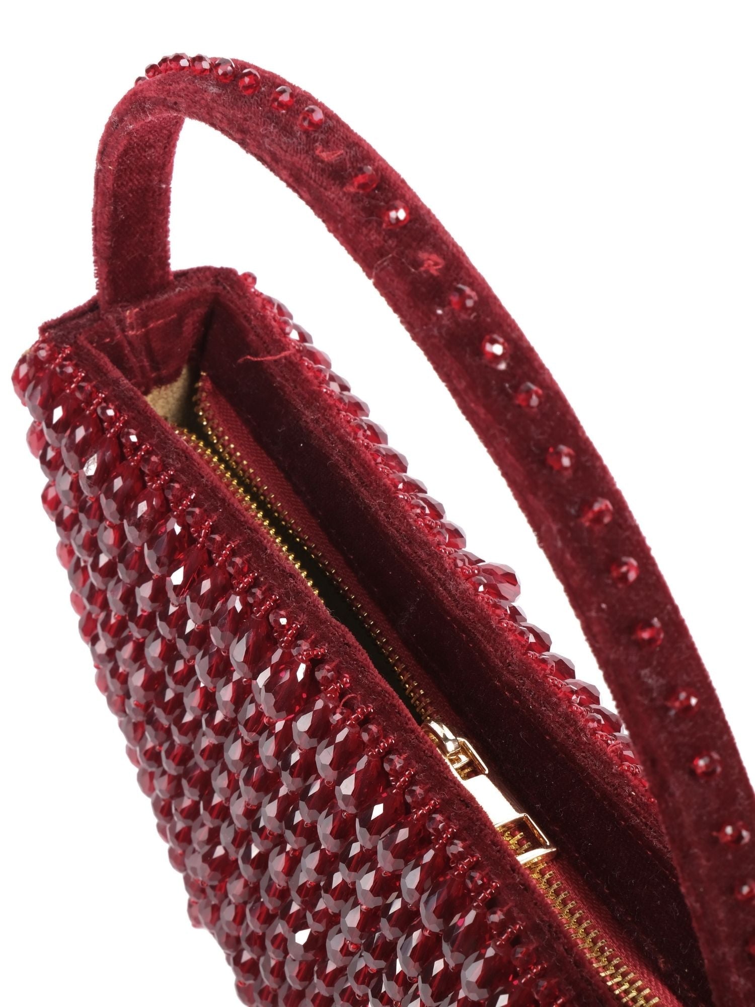 Clara Maroon Suede Embellished Hand Bag