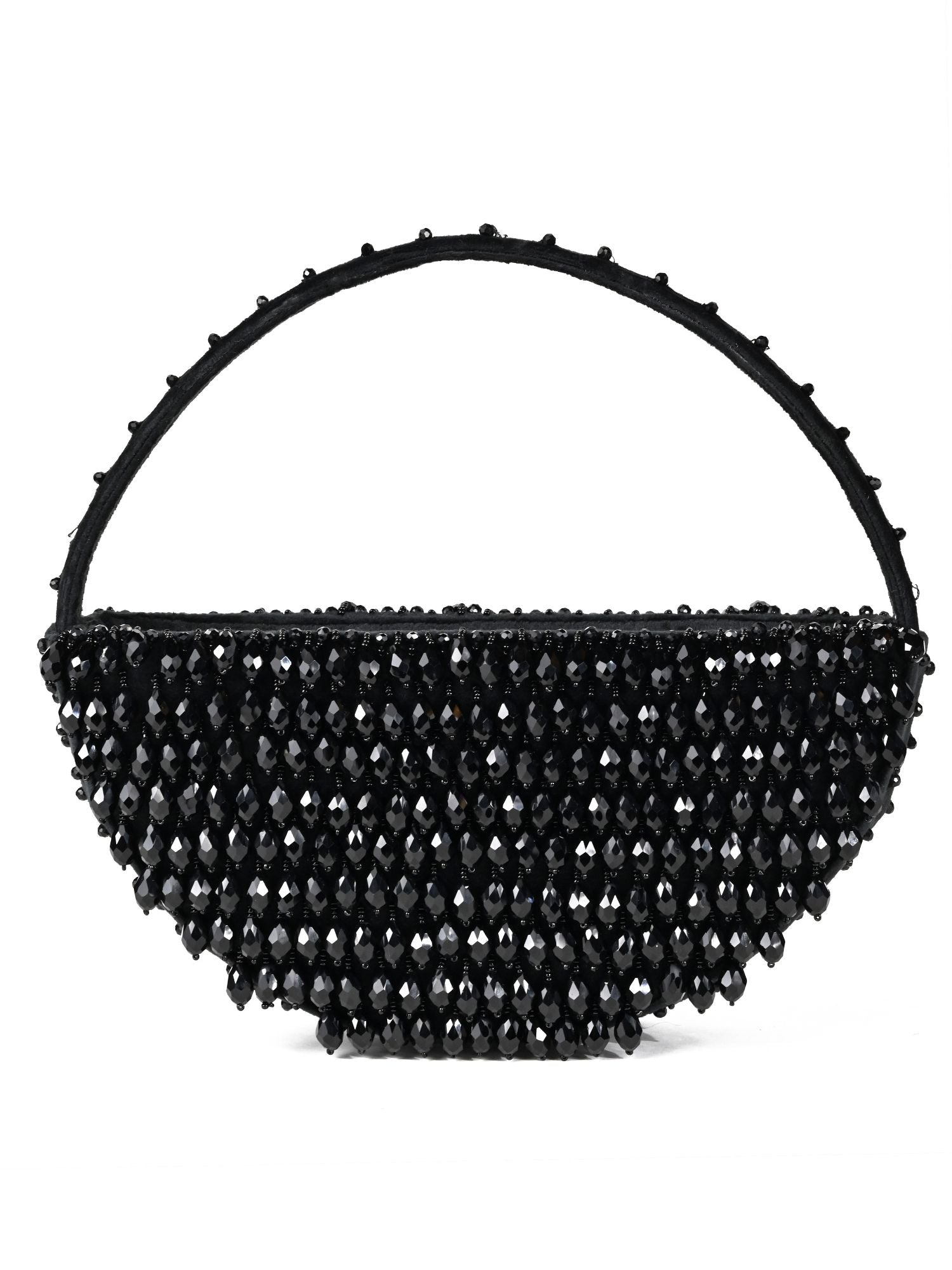 Clara Black Suede Embellished Hand Bag