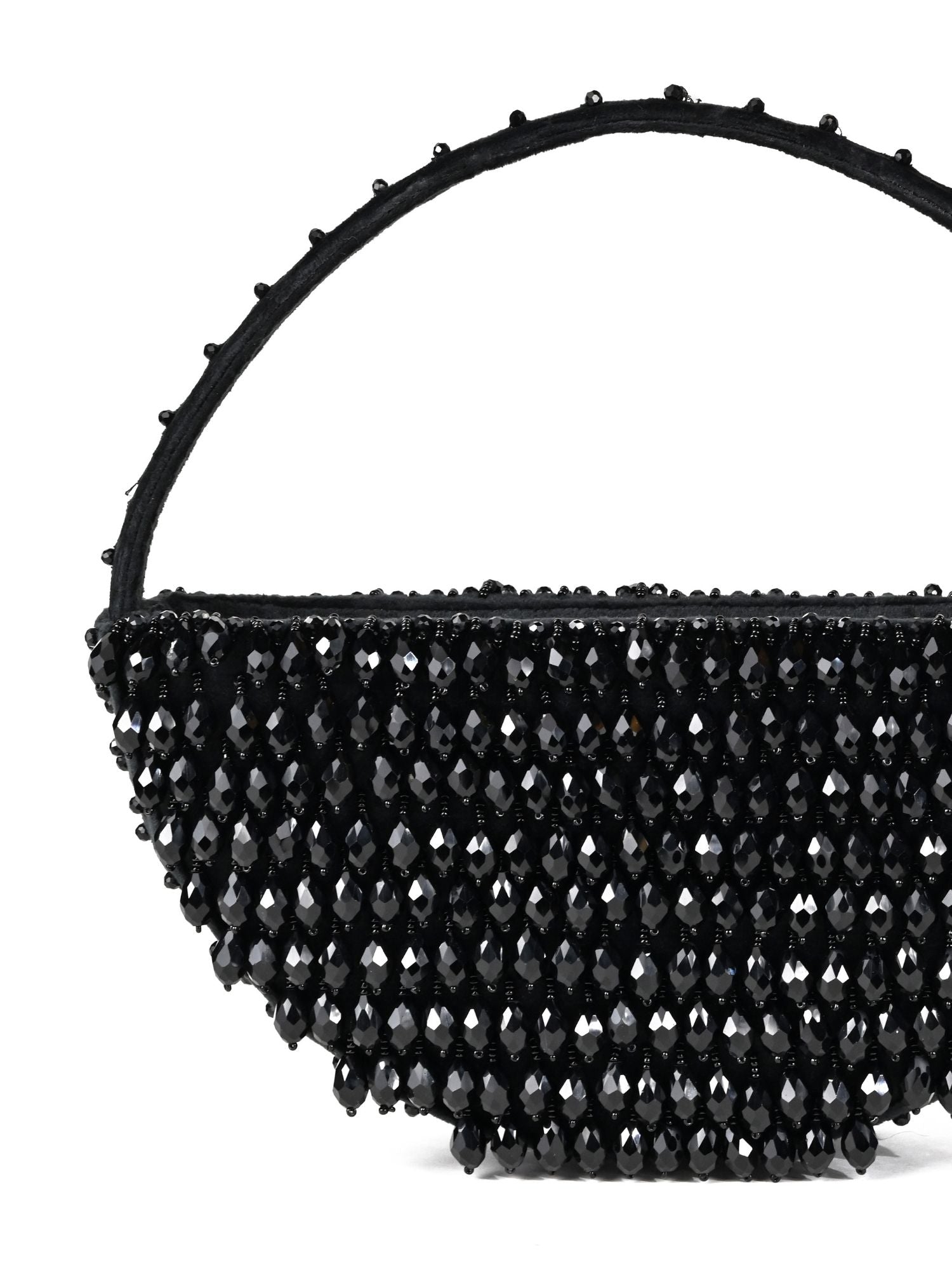 Clara Black Suede Embellished Hand Bag