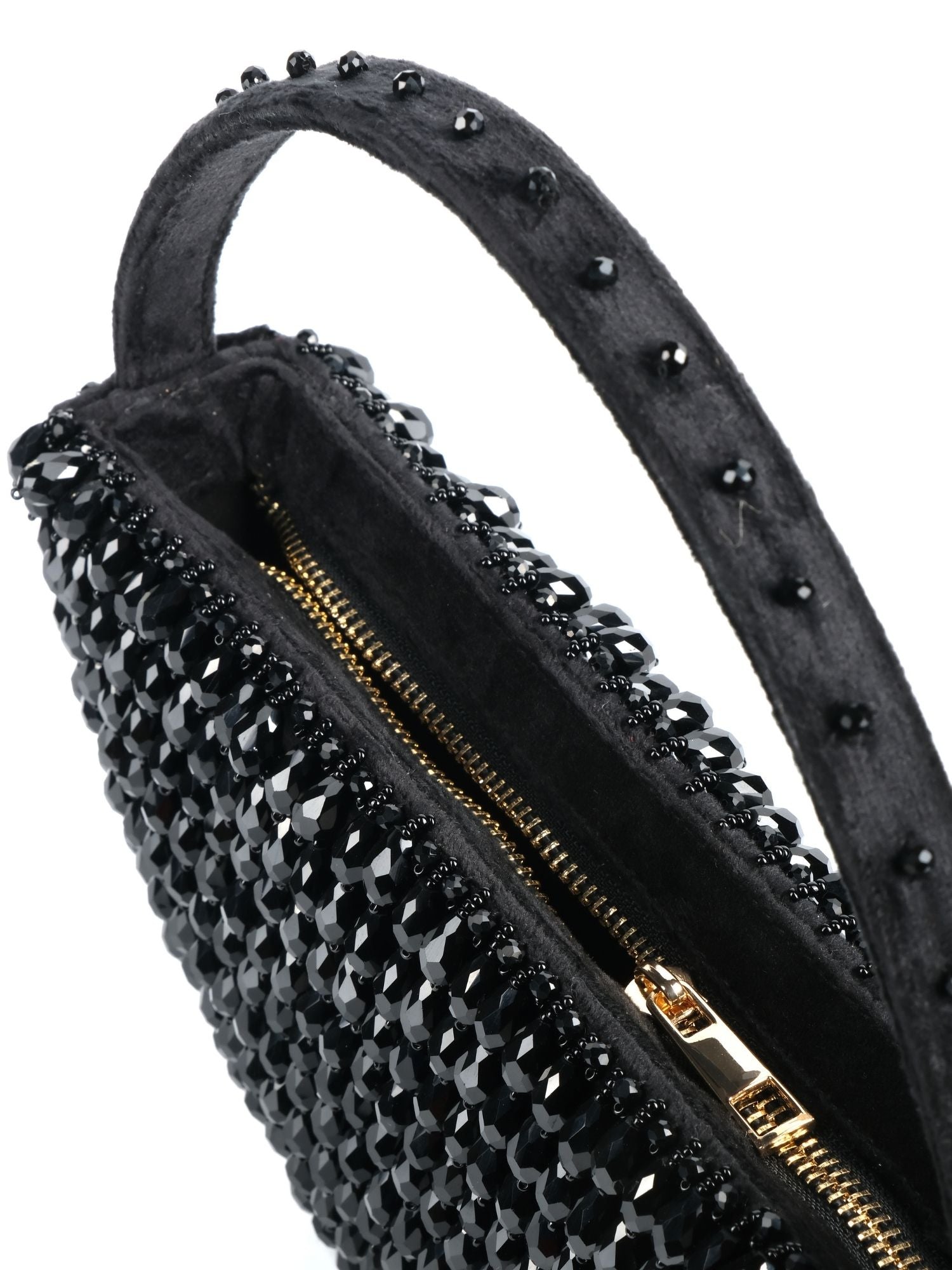 Clara Black Suede Embellished Hand Bag