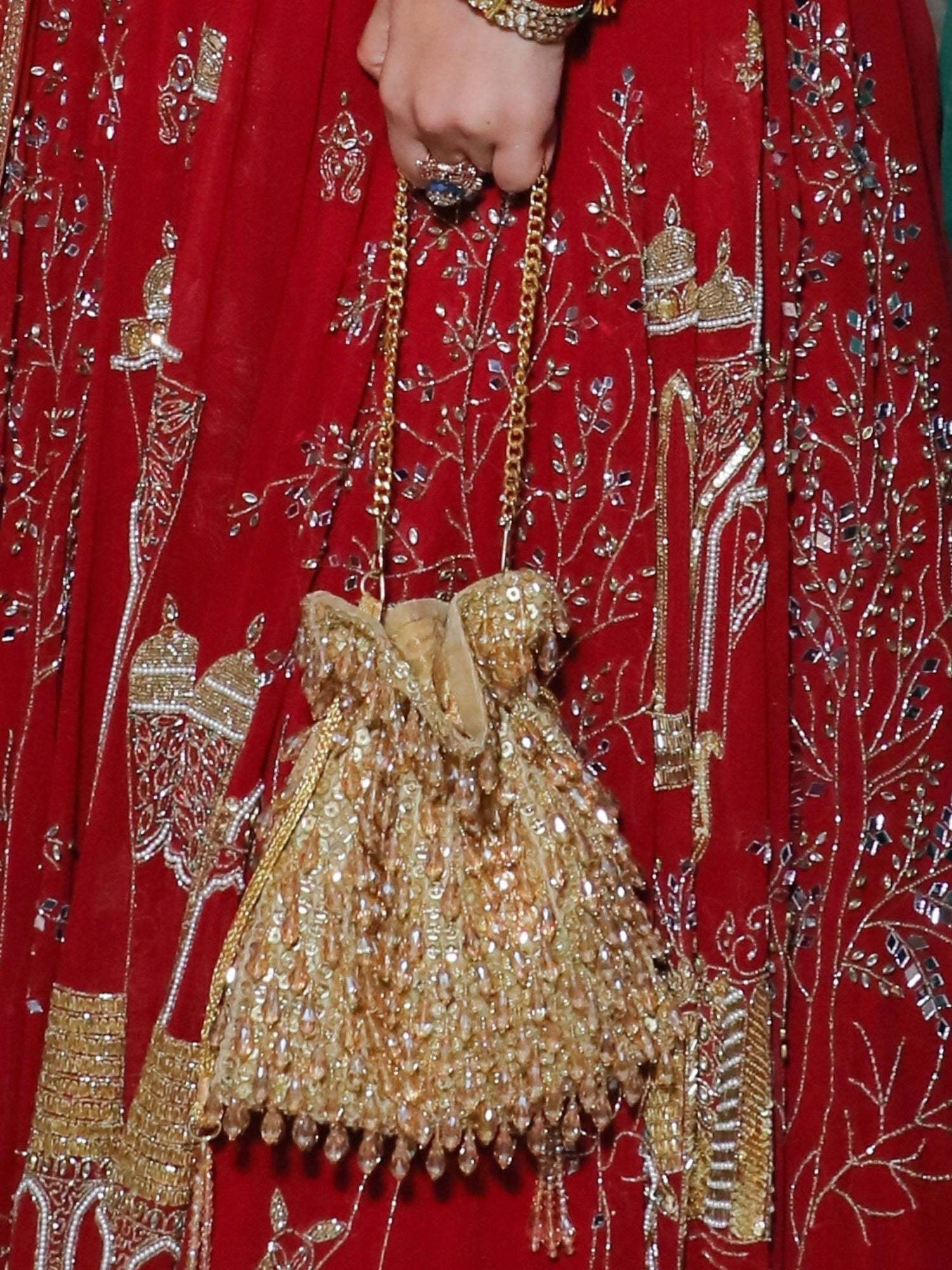 Haya Gold Embellished Crystal Potli