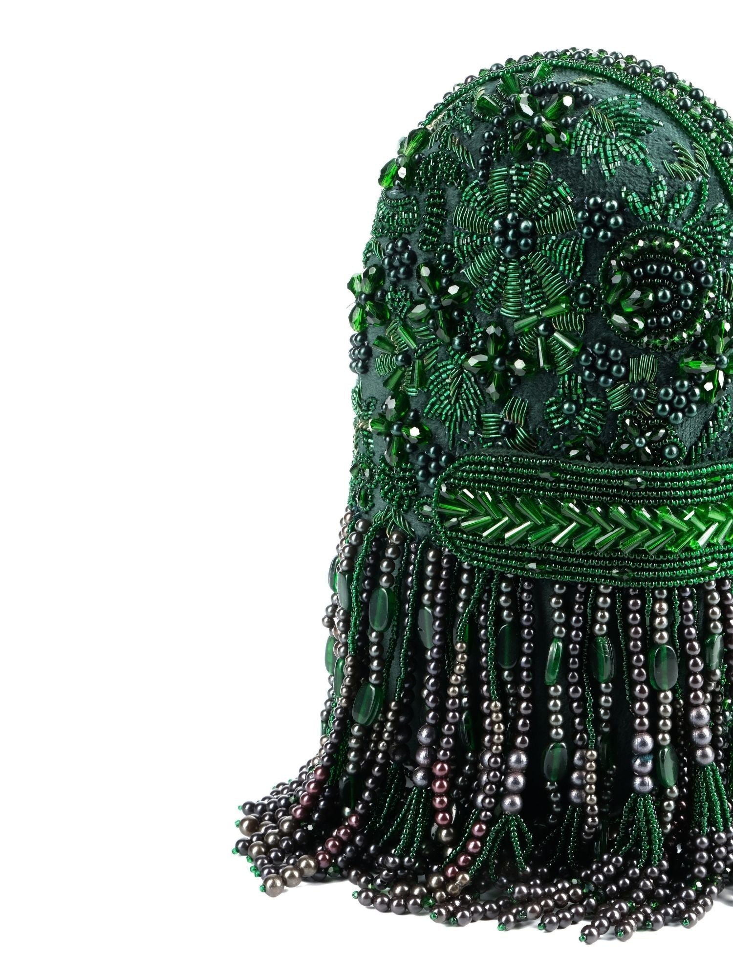 Azmat Green Suede Embellished Capsule Bag