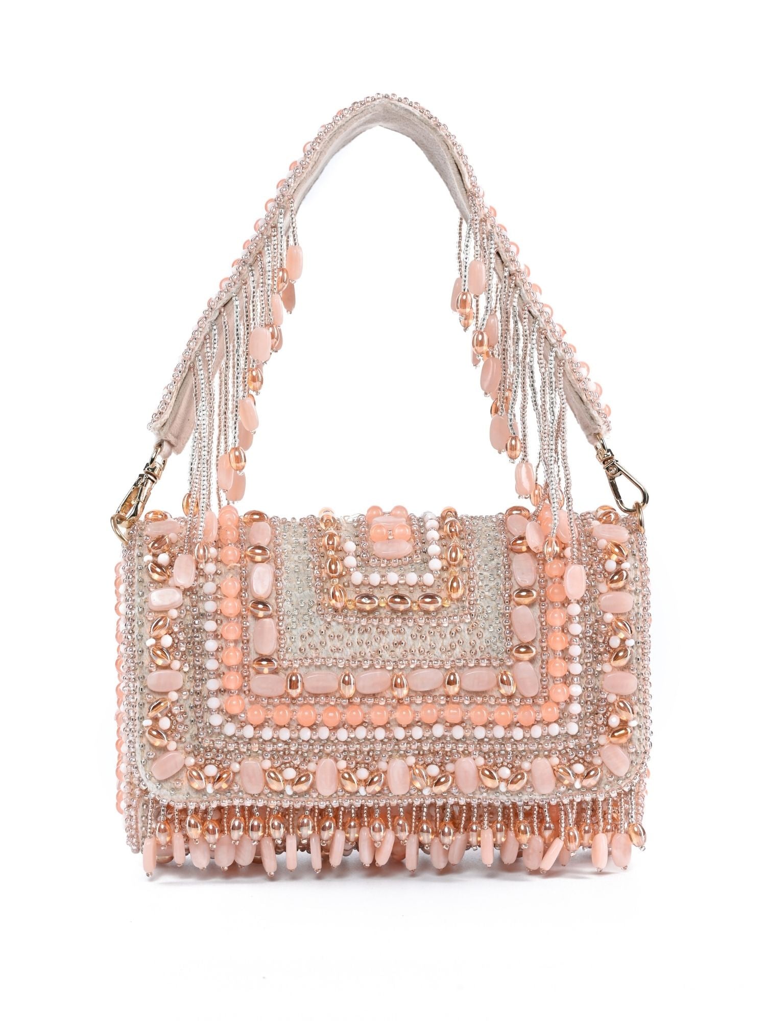 Noor Pastel-Colour Suede Embellished Clutch