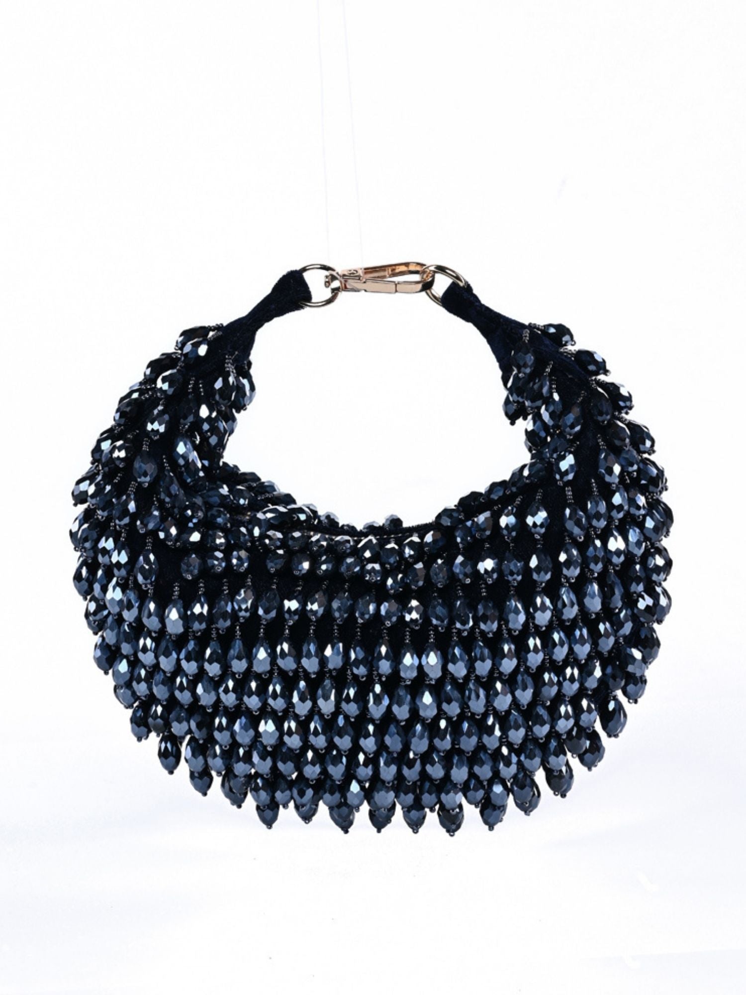 Ophelia Navy Blue Suede Embellished Hobo Bag