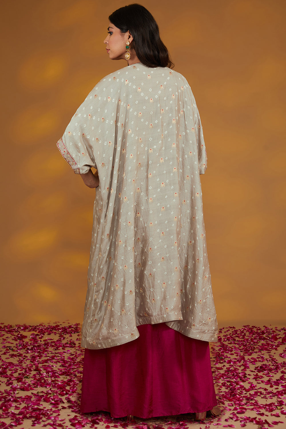 Pink Crepe Hand Embroidered Skirt Set - Auraya Fashion 