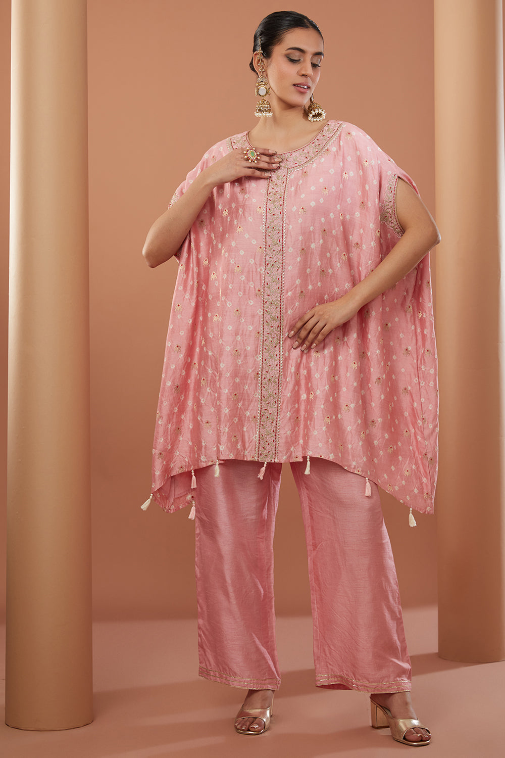 Pink  Chanderi Silk Embroidered Co-Ord Set - Auraya Fashion - House of Supriya - #tag1# - #tag2# - #tag3# - #tag3#