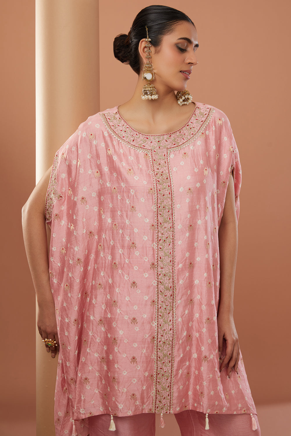 Pink  Chanderi Silk Embroidered Co-Ord Set - Auraya Fashion -  - #tag1# - #tag2# - #tag3# - #tag3#