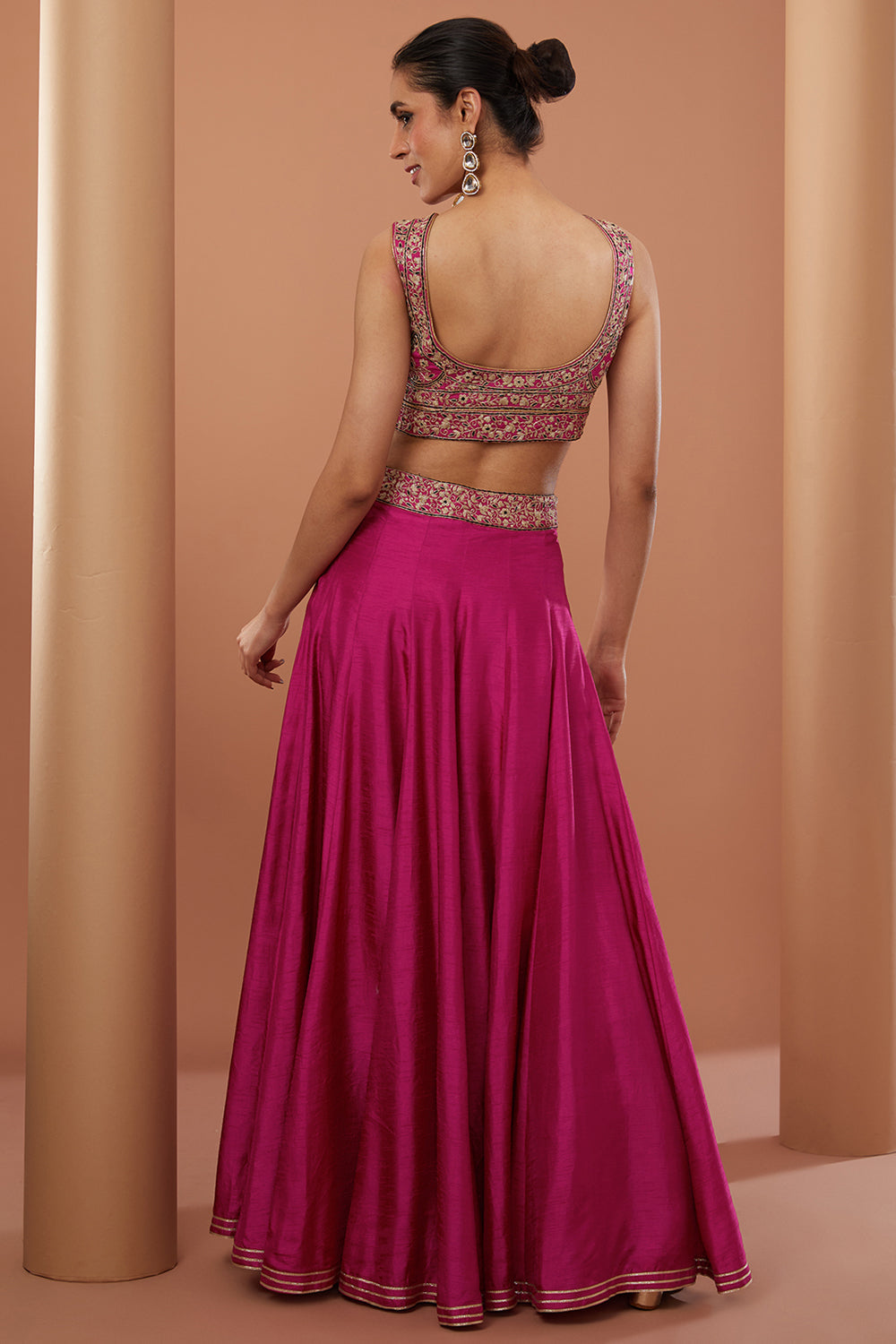 Pink Georgette Machine Embroidered Sharara Set - Auraya Fashion 