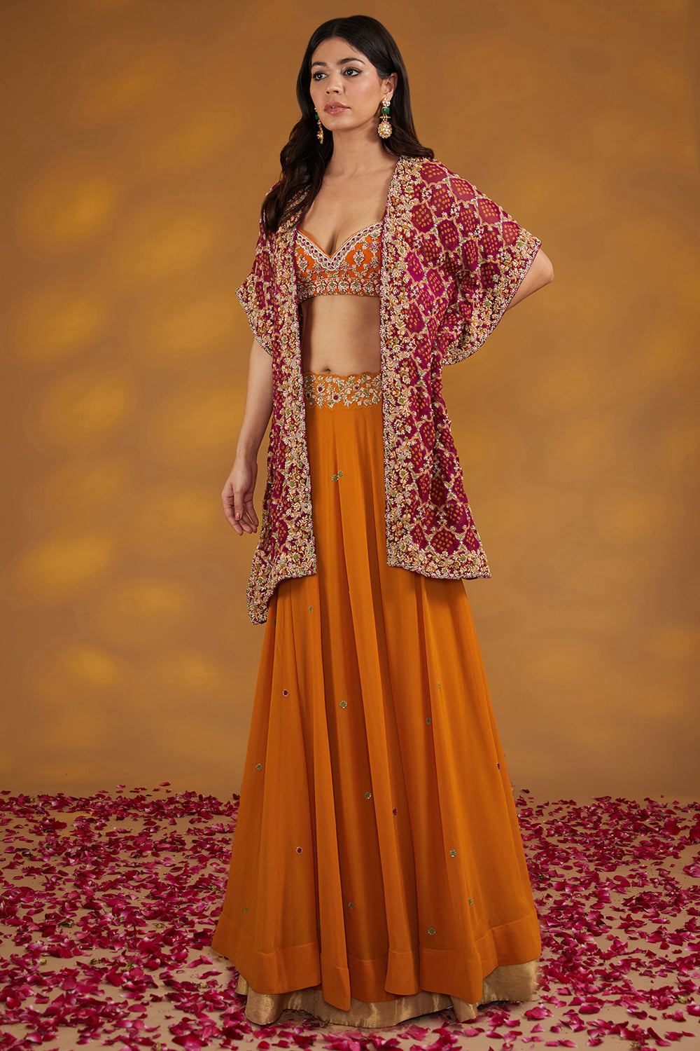 Orange Georgette Hand Embroidered Sharara Set - Auraya Fashion - House of Supriya - 