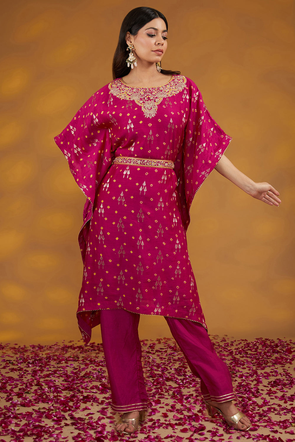 Pink  Chanderi Silk Embroidered Co-Ord Set - Auraya Fashion - House of Supriya - 