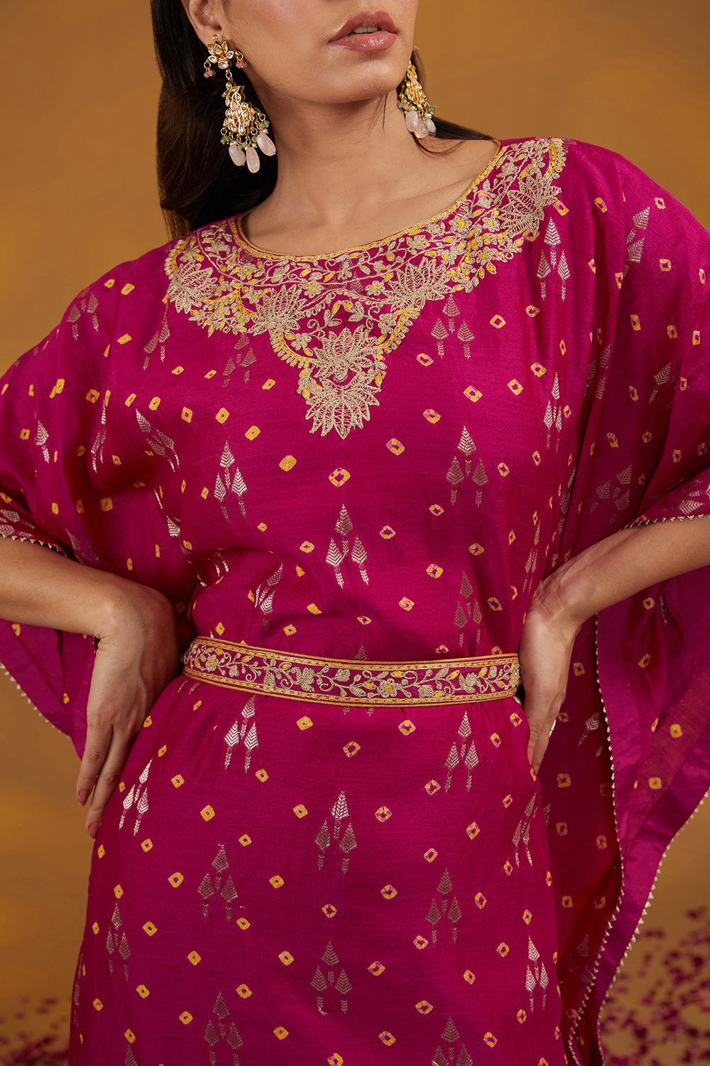 Pink  Chanderi Silk Embroidered Co-Ord Set - Auraya Fashion 