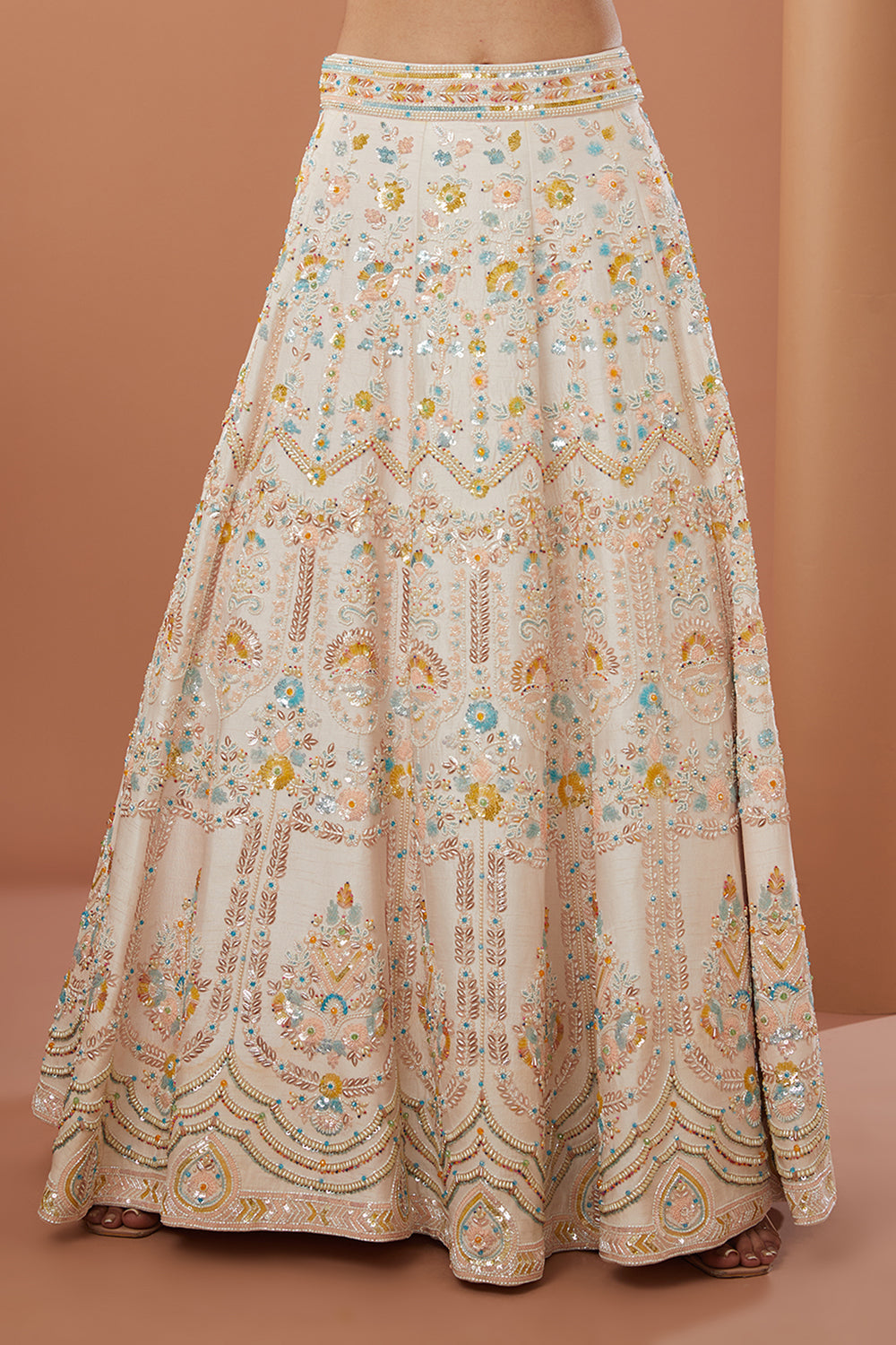 Pink Raw Silk Hand Embroidered Lehanga Set - Auraya Fashion 
