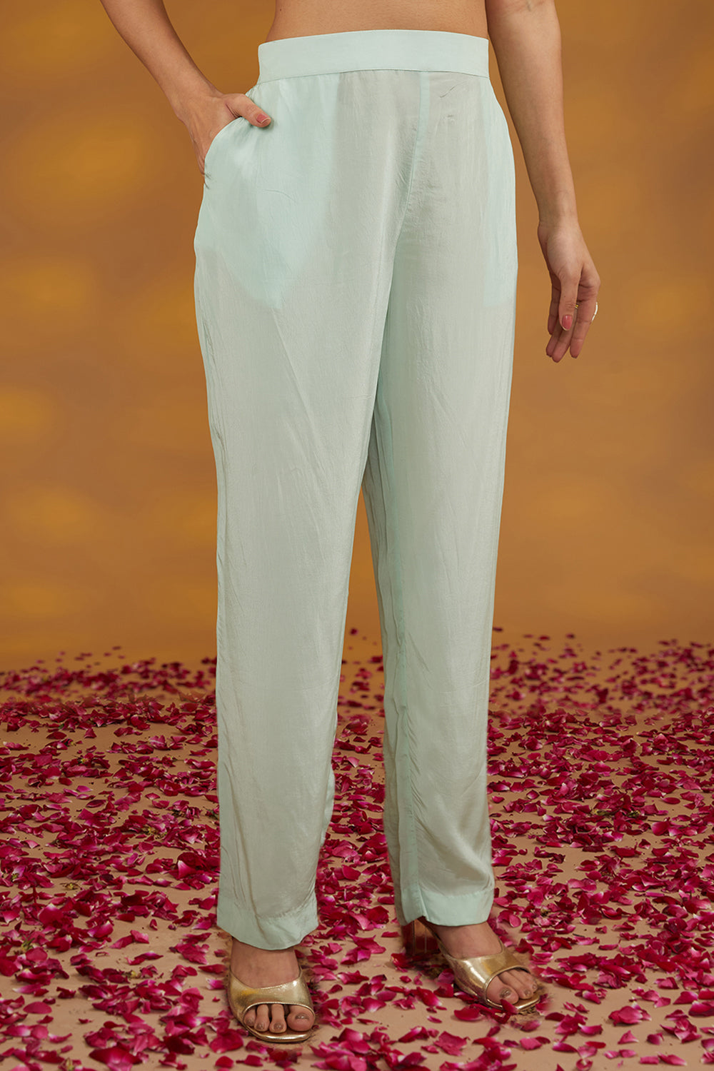 Blue Otganza Hand Embroidered Kurta Suit Set - Auraya Fashion 
