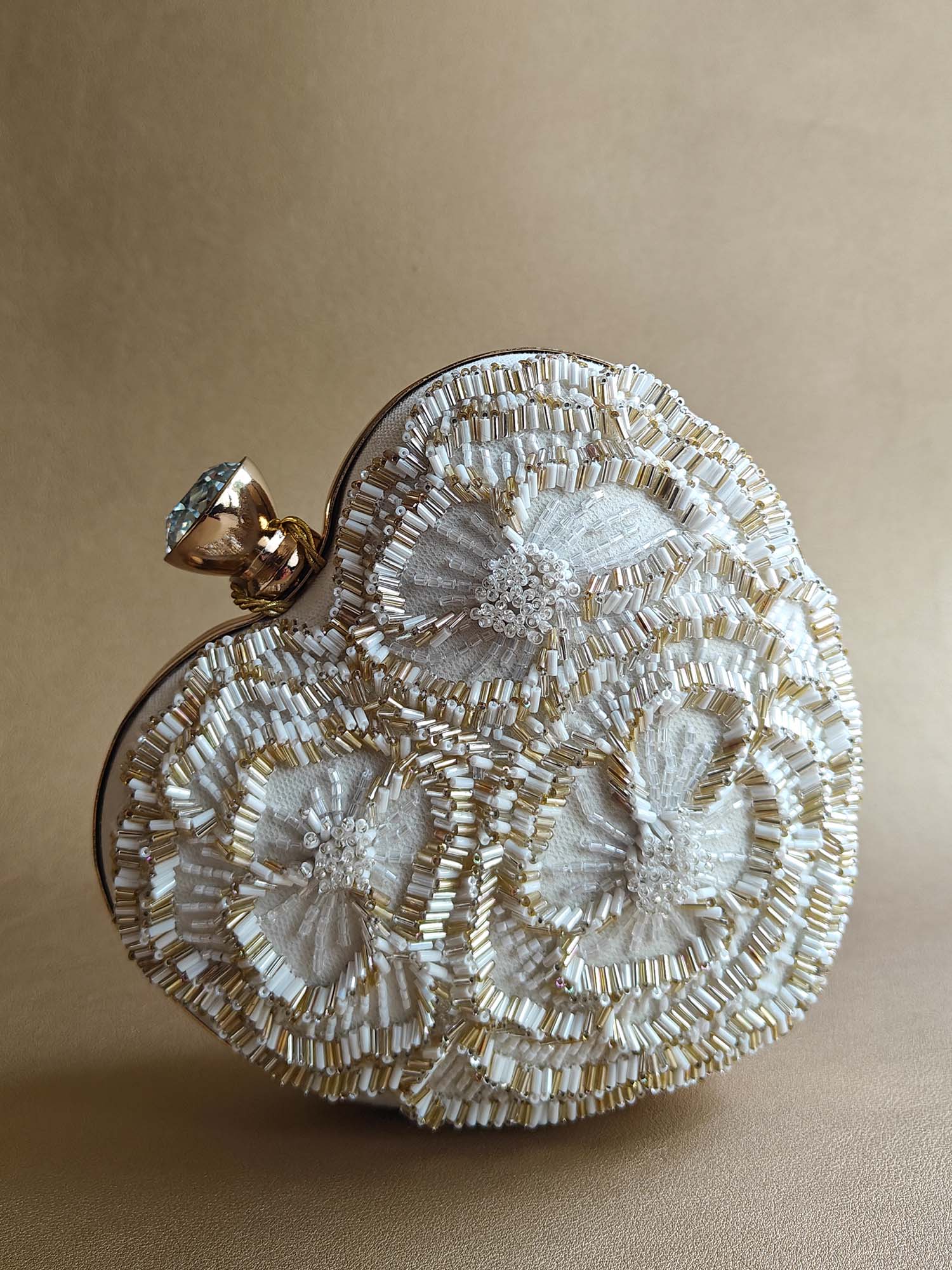 Image of The Floral Heart Bag in Pearl White