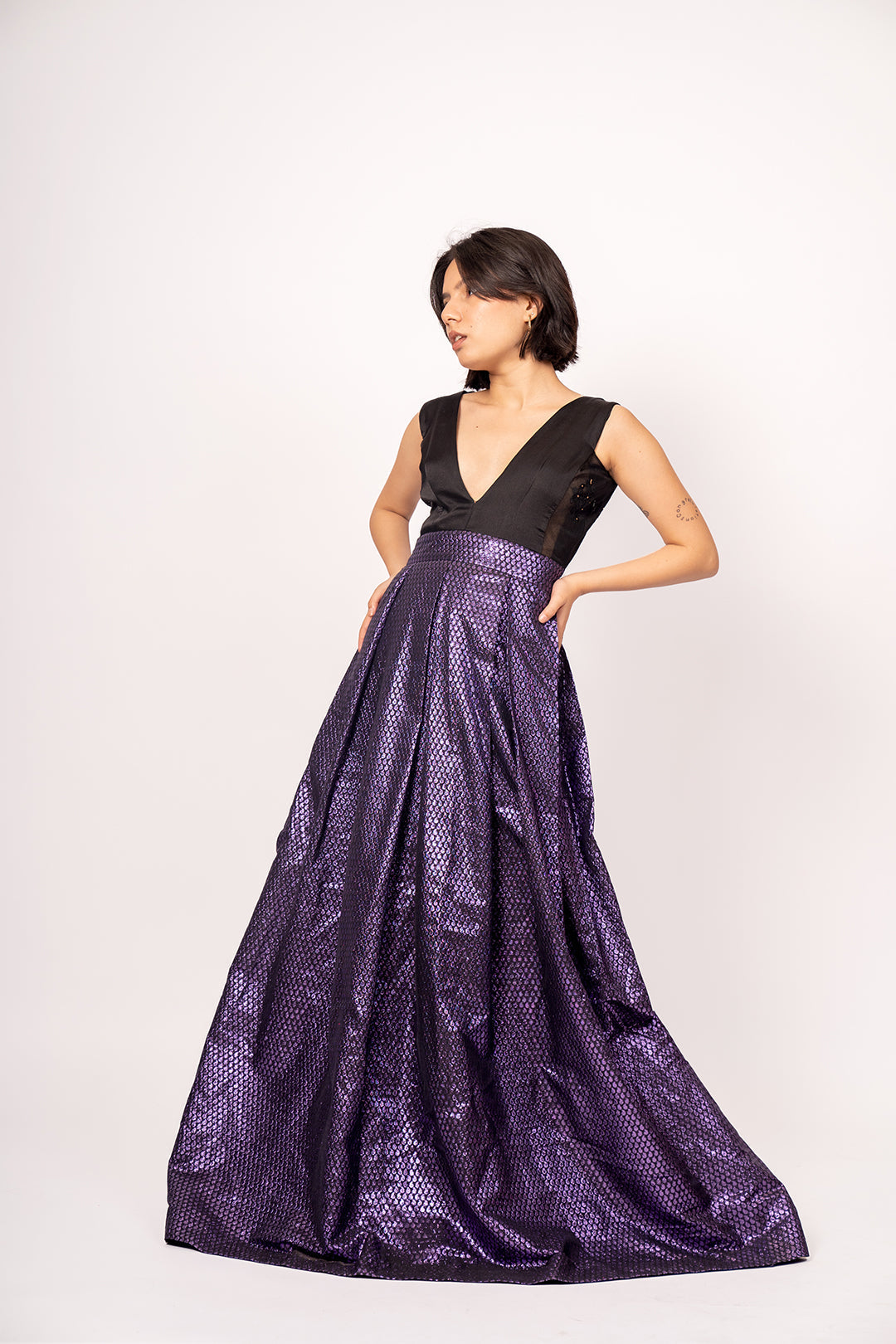 Harmony Royale Embroidered Gown - Luxury Deep Violet Evening Wear