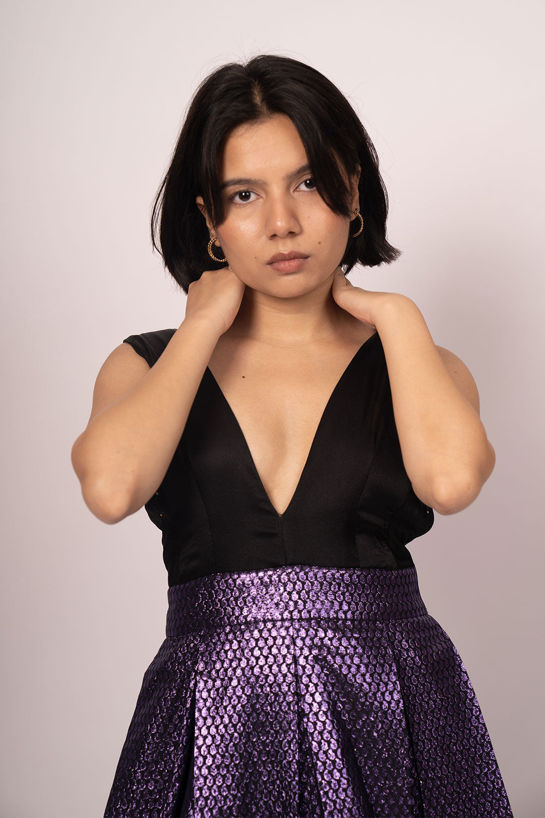 Harmony Royale Embroidered Gown - Luxury Deep Violet Evening Wear