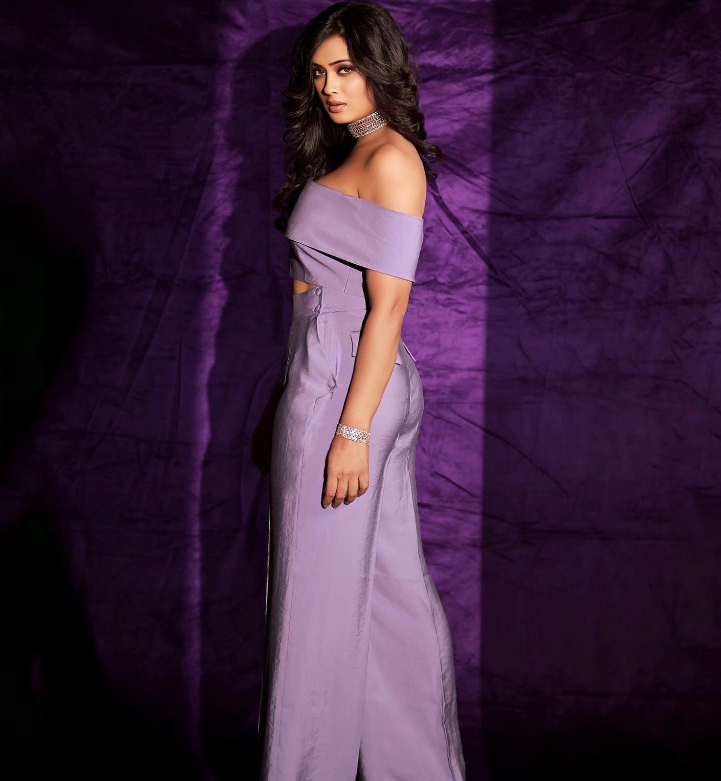 Lavender Haze 100% Crepe Designer Outfit with Fluid Drape