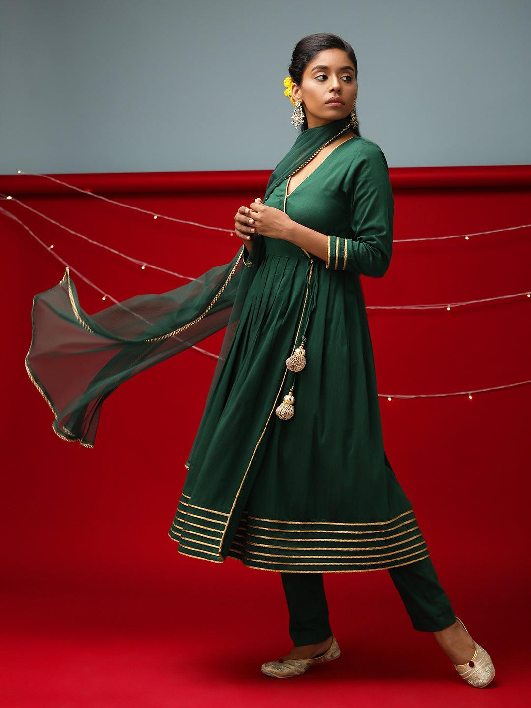 Green Lace Angrakha Set - trueBrowns