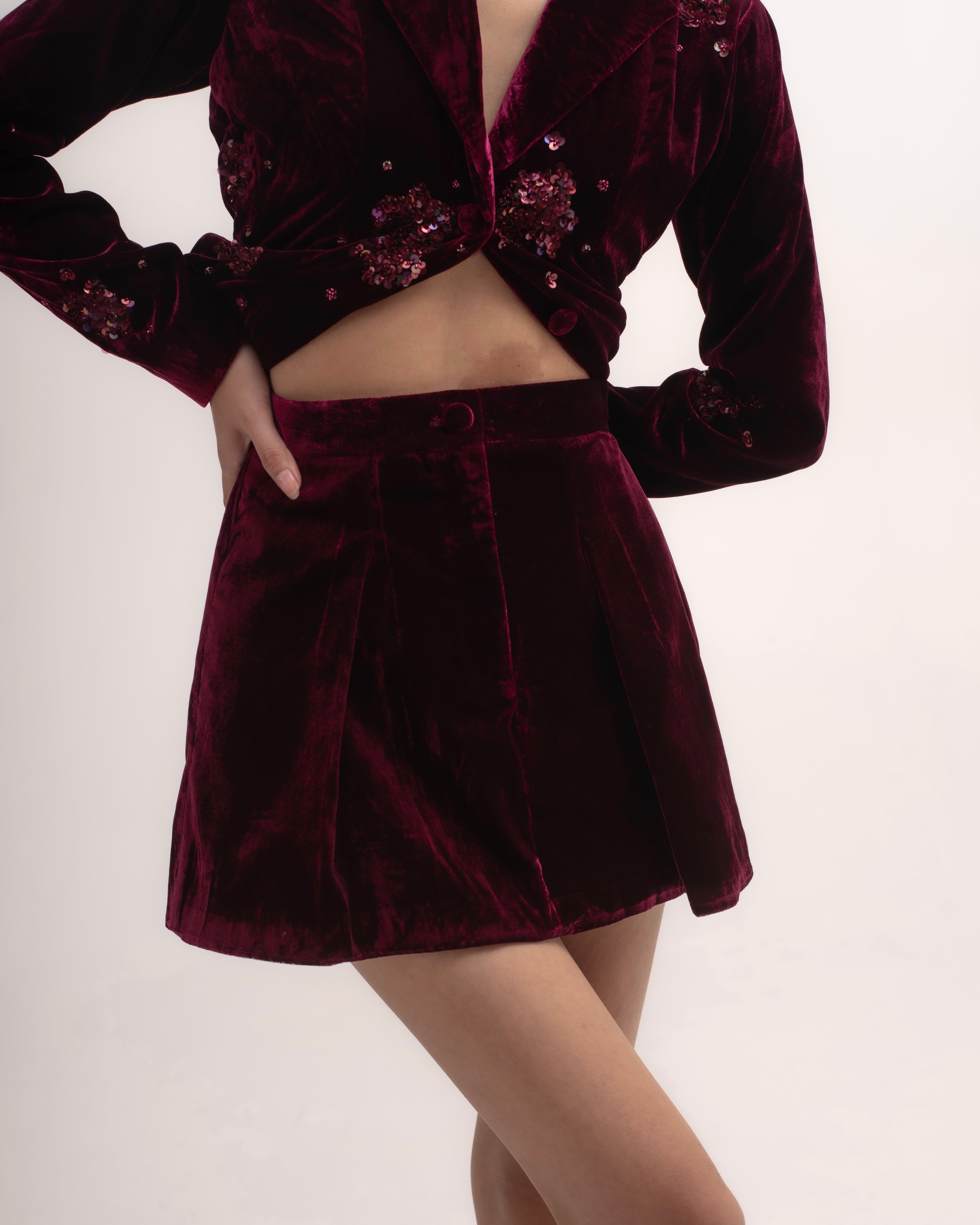 Silk-velvet peplum blazer with sequin embellishing