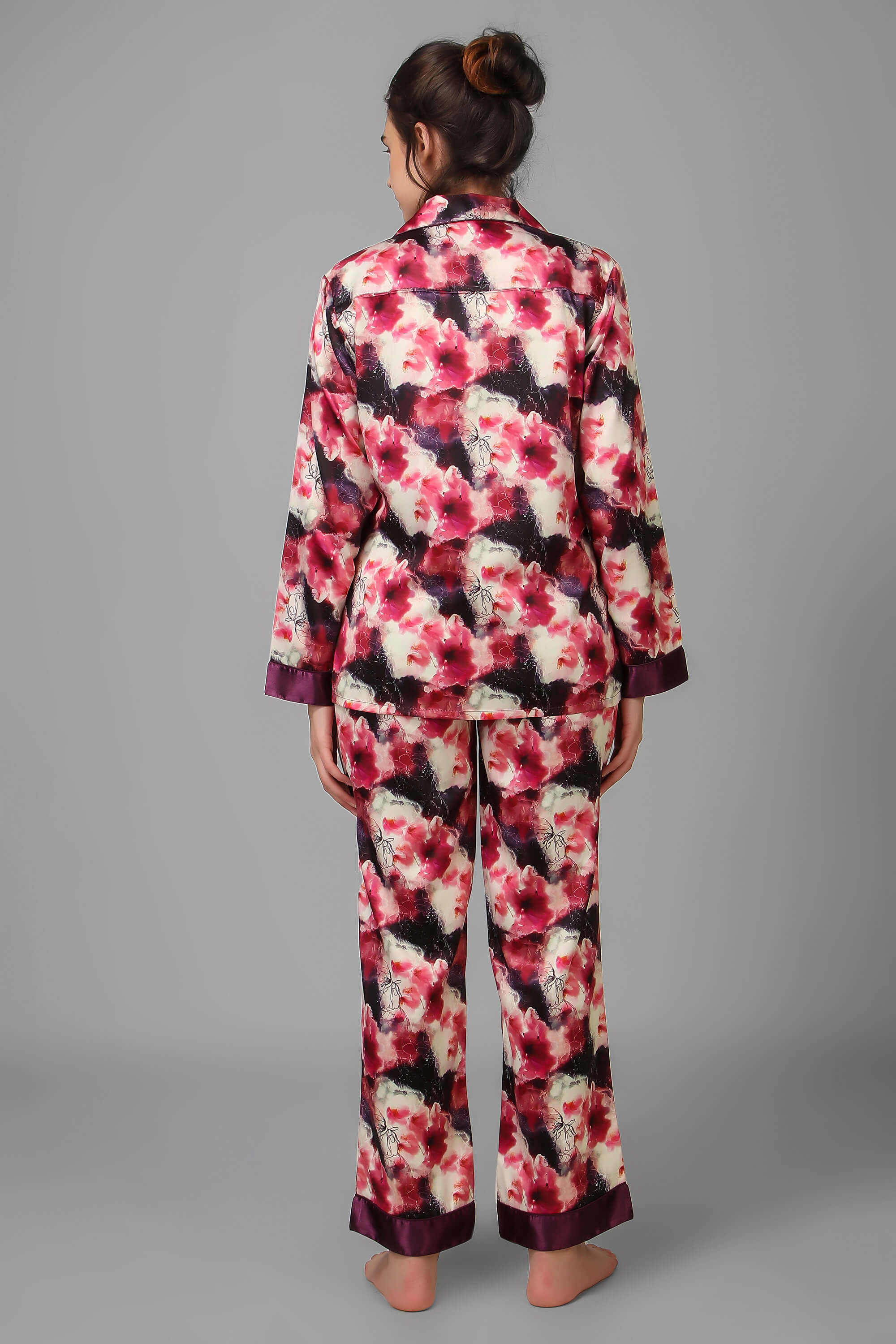 Elegant floral Dusk pyjama suit for comfortable nights.