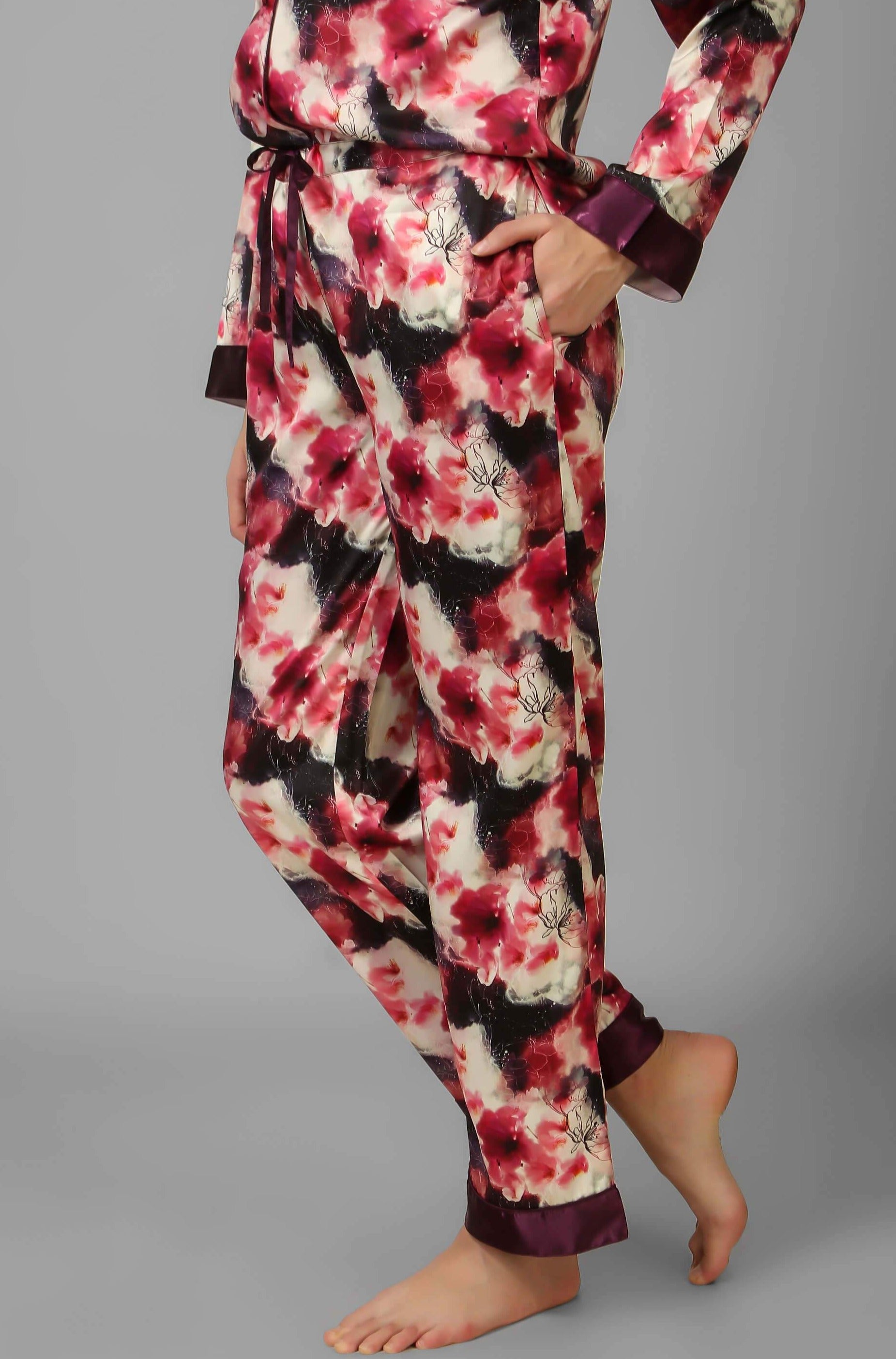 Elegant floral printed pyjama suit for cozy nights.