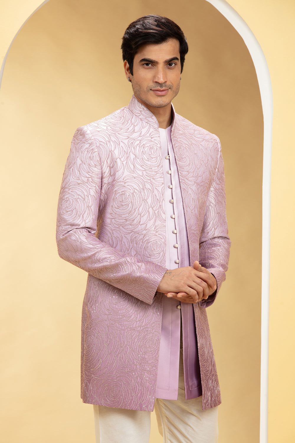 Ombré Mauve Indo Western Kurta Jacket Set Set - Auraya Fashion -  - #tag1# - #tag2# - #tag3# - #tag3#