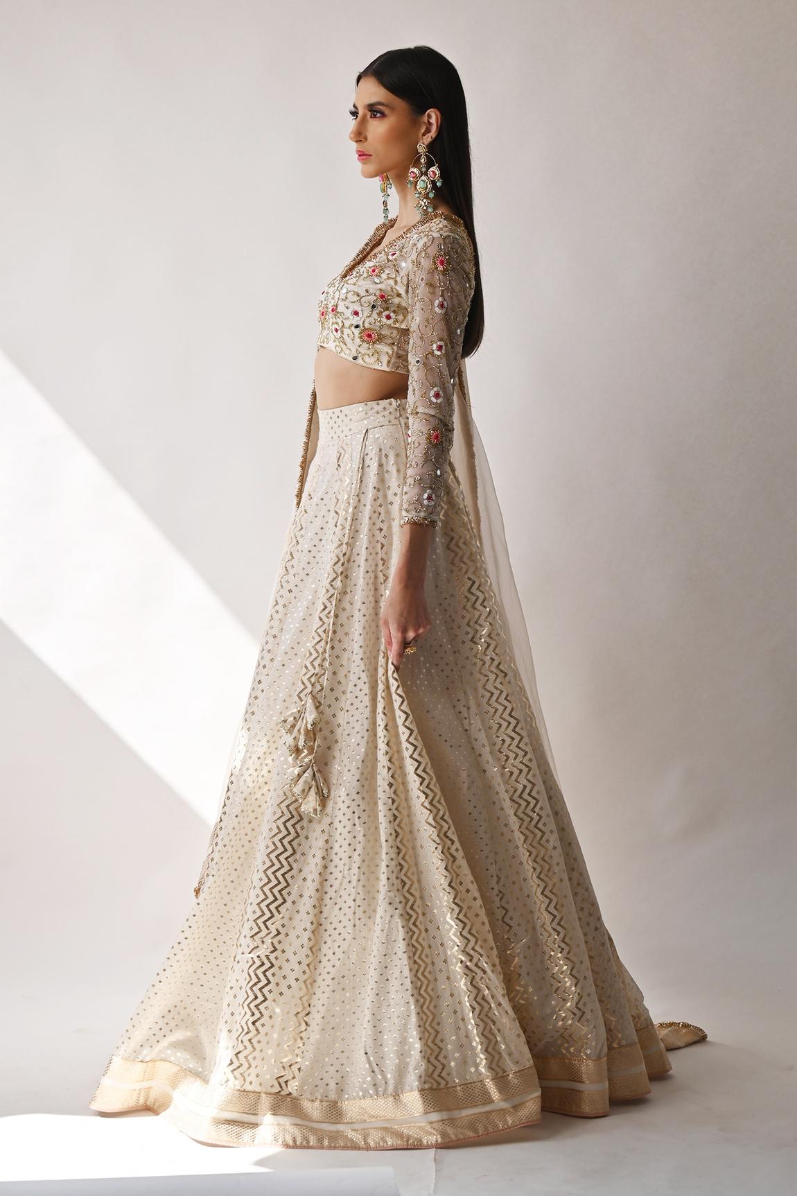 Ivory Chanderi Silk Lehenga Set