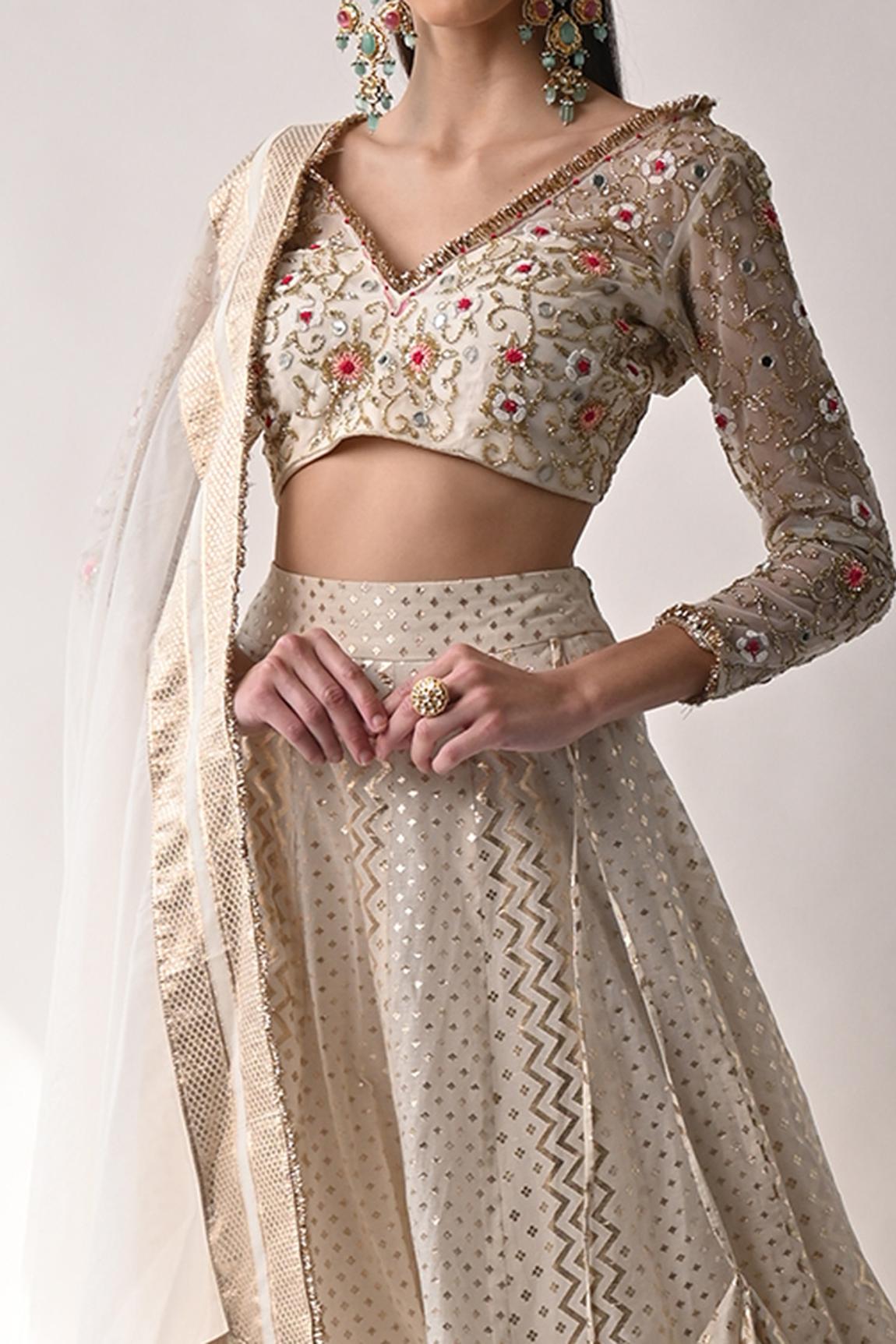 Ivory Chanderi Silk Lehenga Set