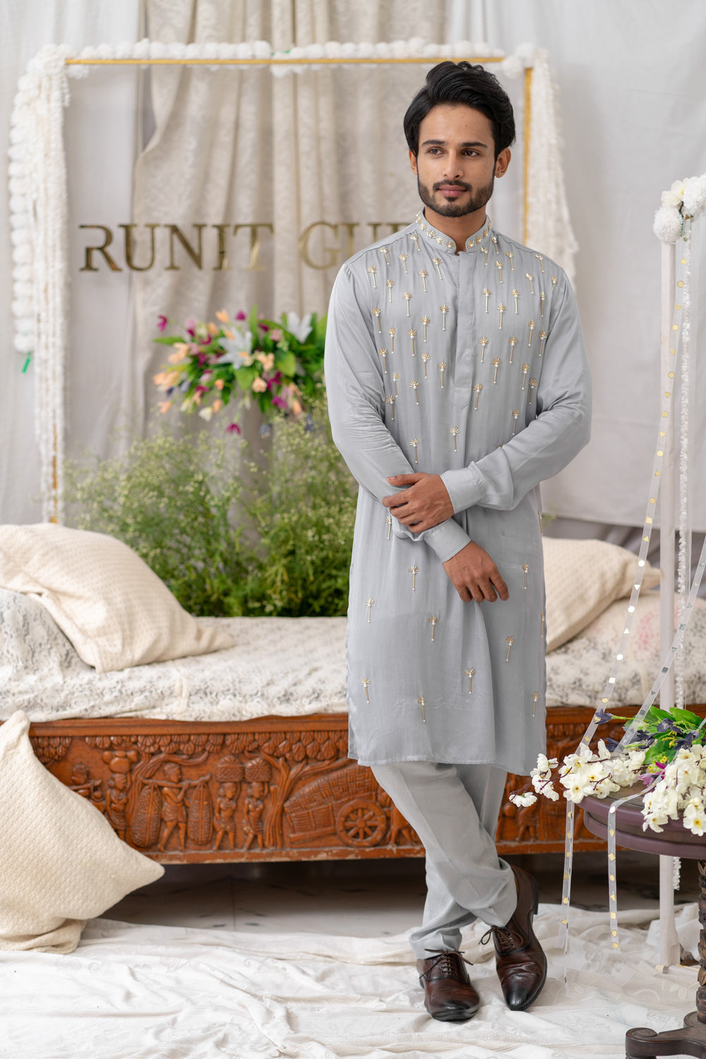 Greycutpipe Embroidered Kurta Set