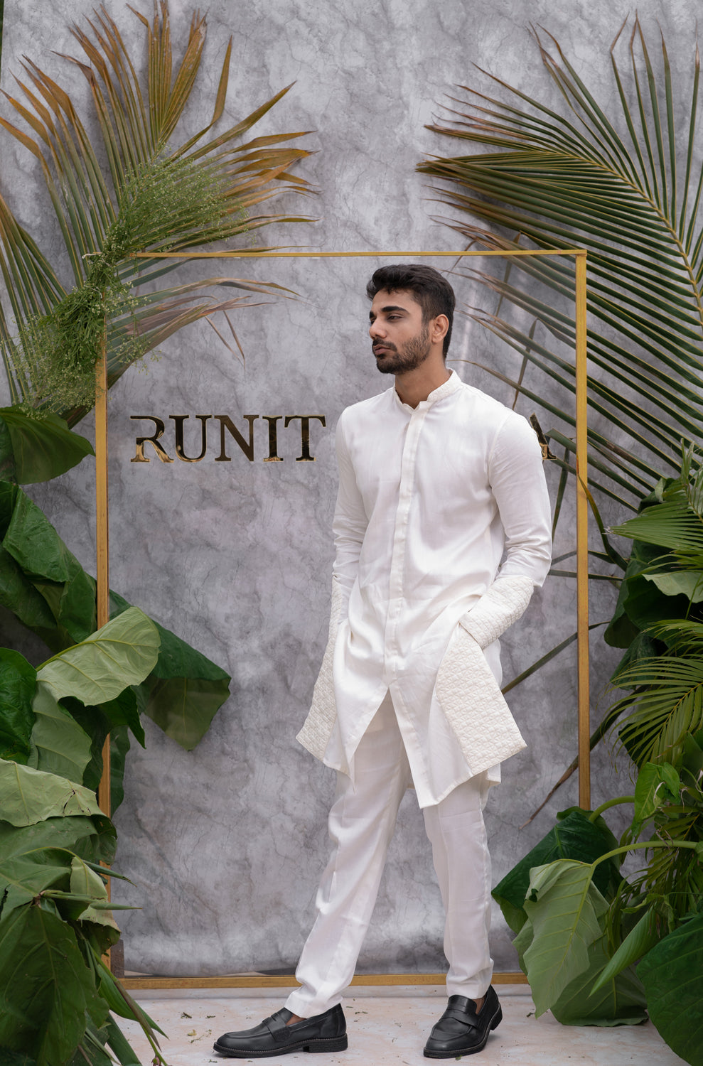 Ivory Quilted Kurta Set - Auraya Fashion - Runit Gupta - #tag1# - #tag2# - #tag3# - #tag3#