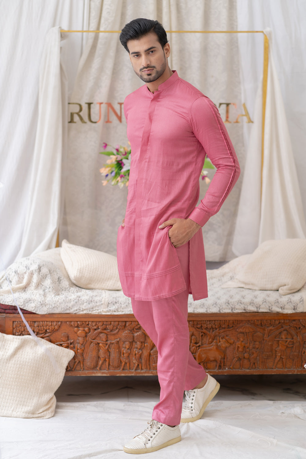 Onion Pinksolid Kurta Set - Auraya Fashion - Runit Gupta - #tag1# - #tag2# - #tag3# - #tag3#