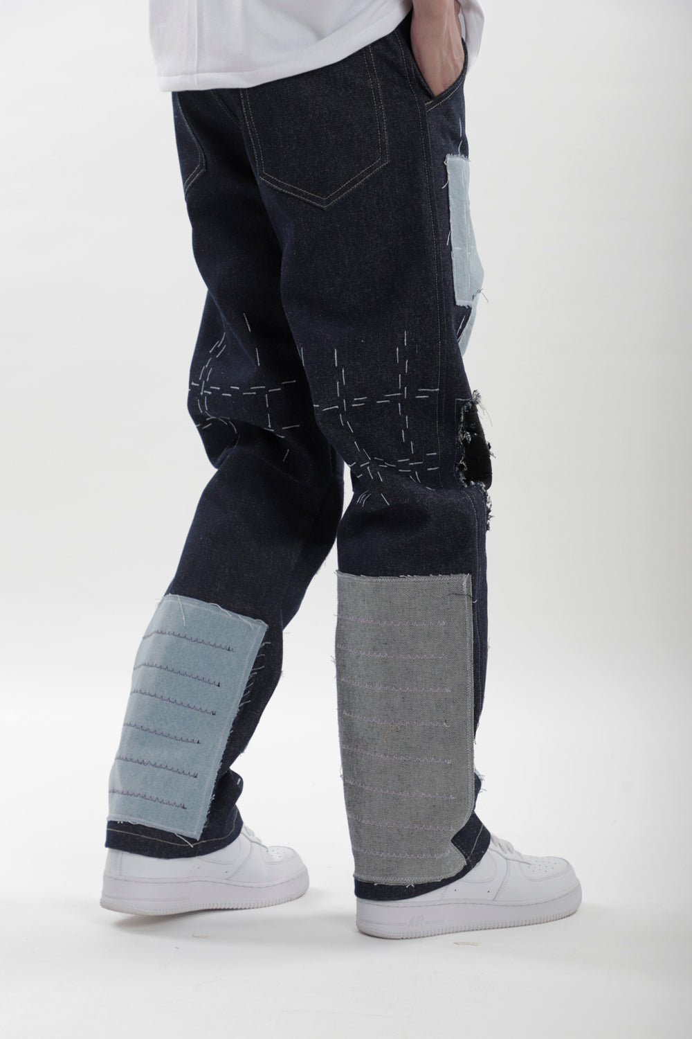 Sashiko Boro Jeans - Auraya Fashion 