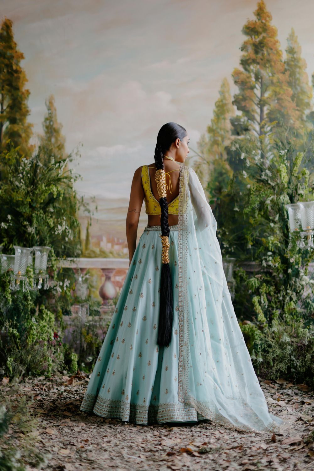 Aqua Yellow Lehenga Set - Auraya Fashion 