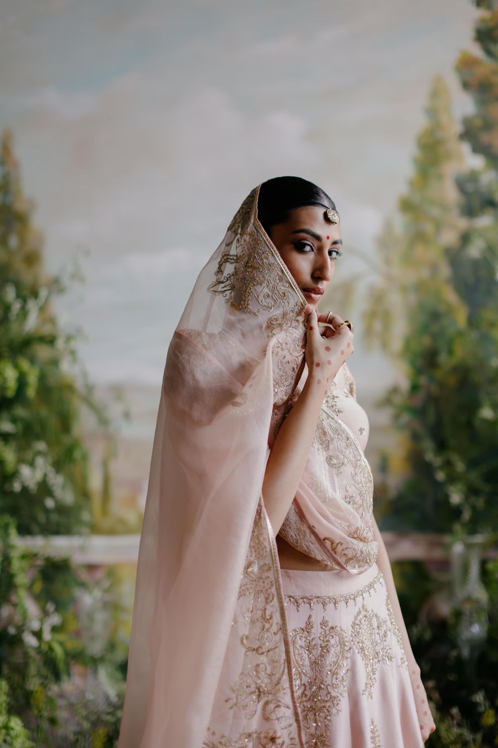 Blush Pink Chanderi Lehenga Set - Auraya Fashion 