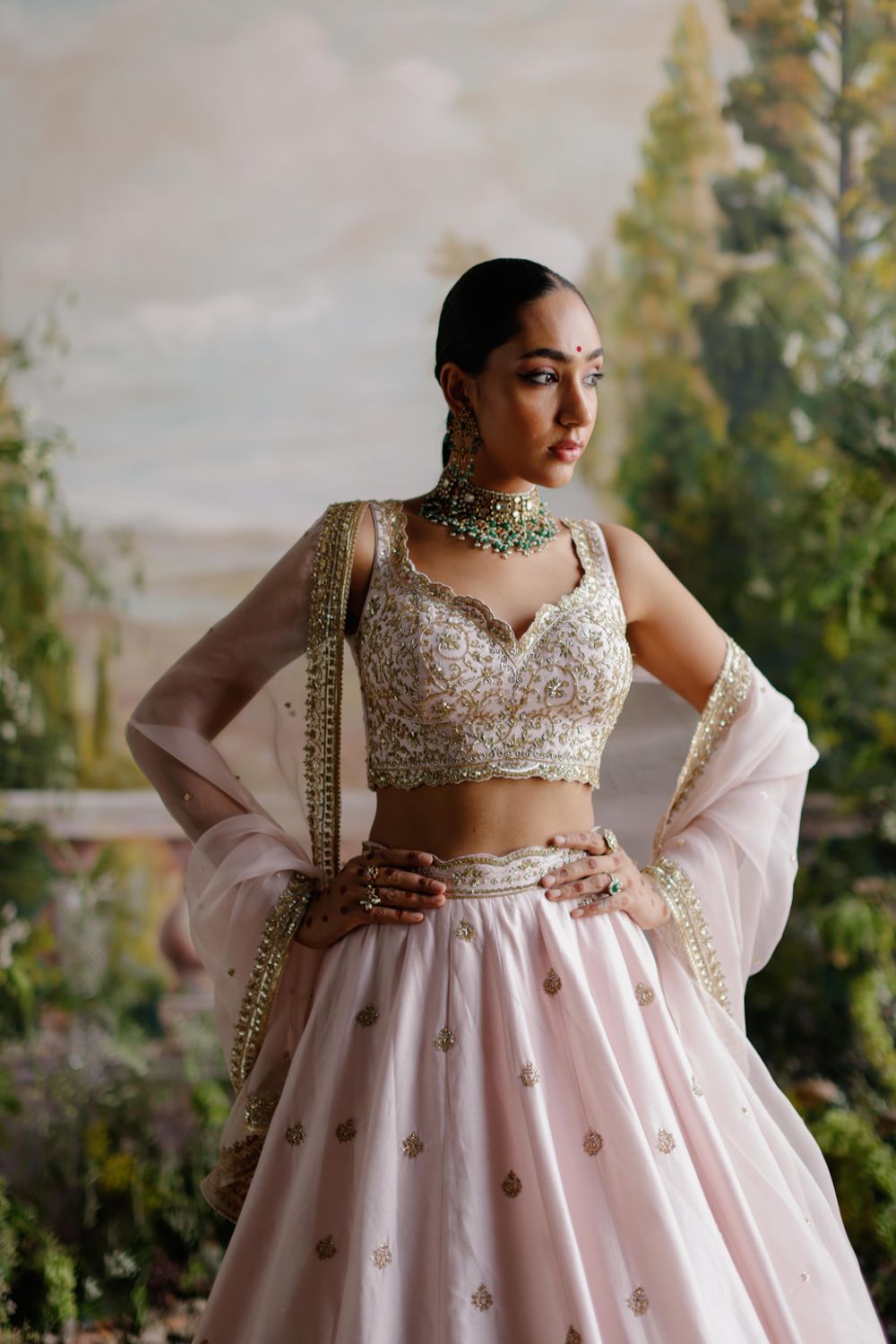Baby Pink Lehenga Set - Auraya Fashion 