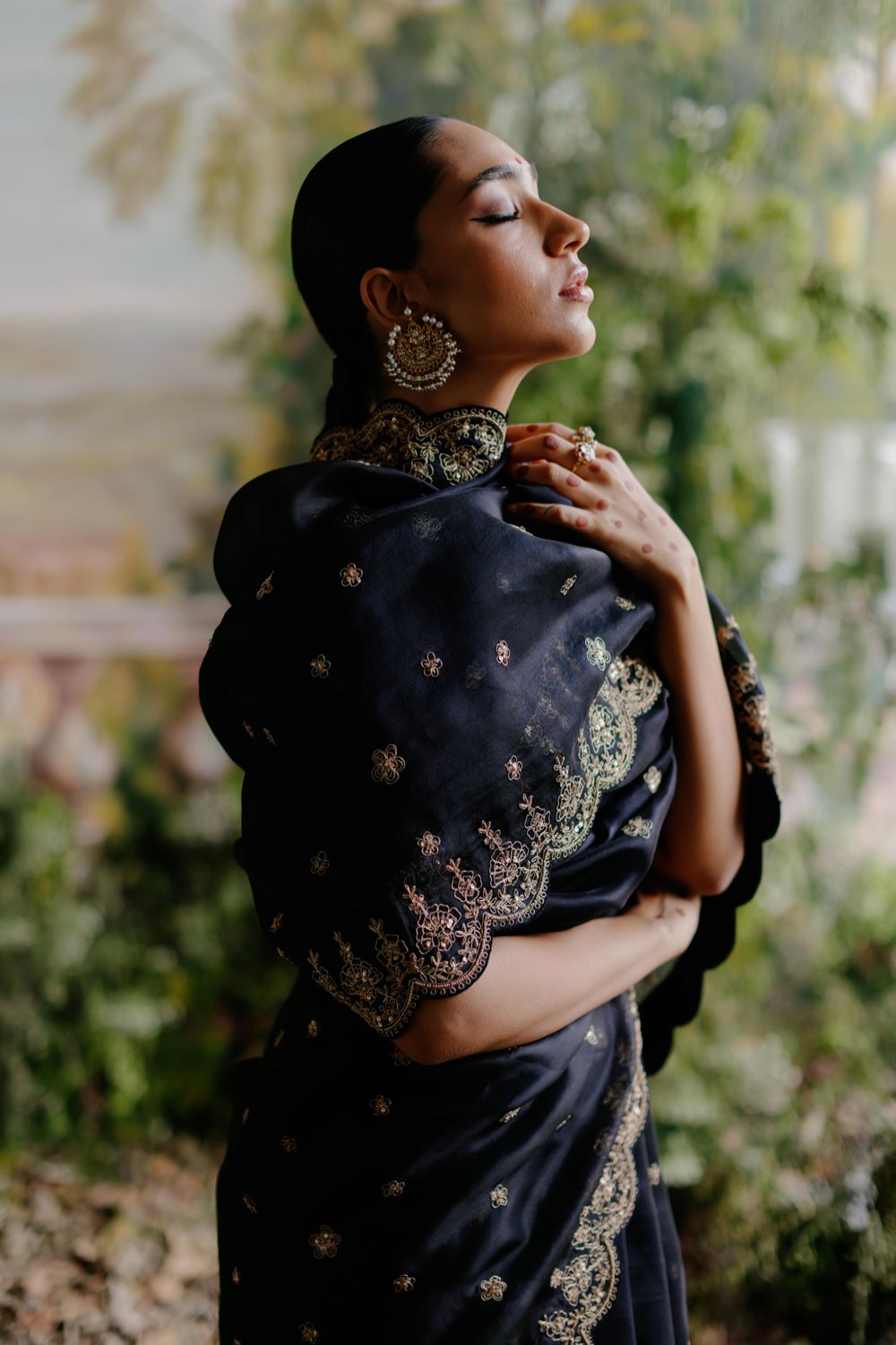 Black Organza Saree Set - Auraya Fashion 