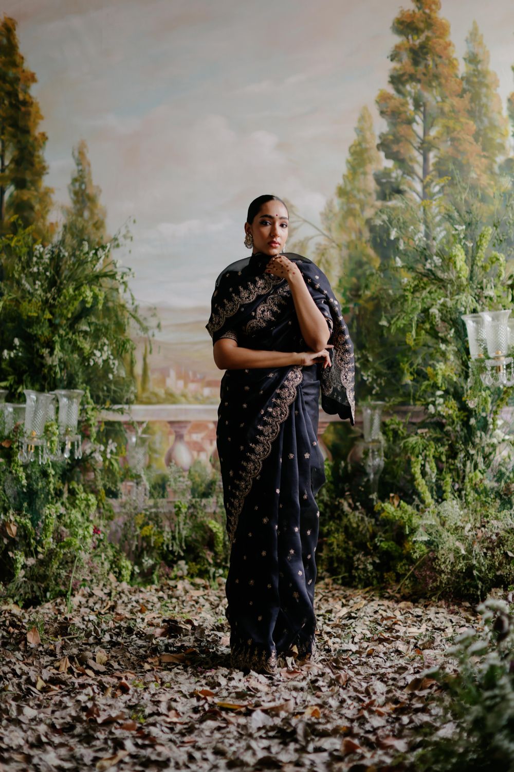 Black Organza Saree Set - Auraya Fashion 